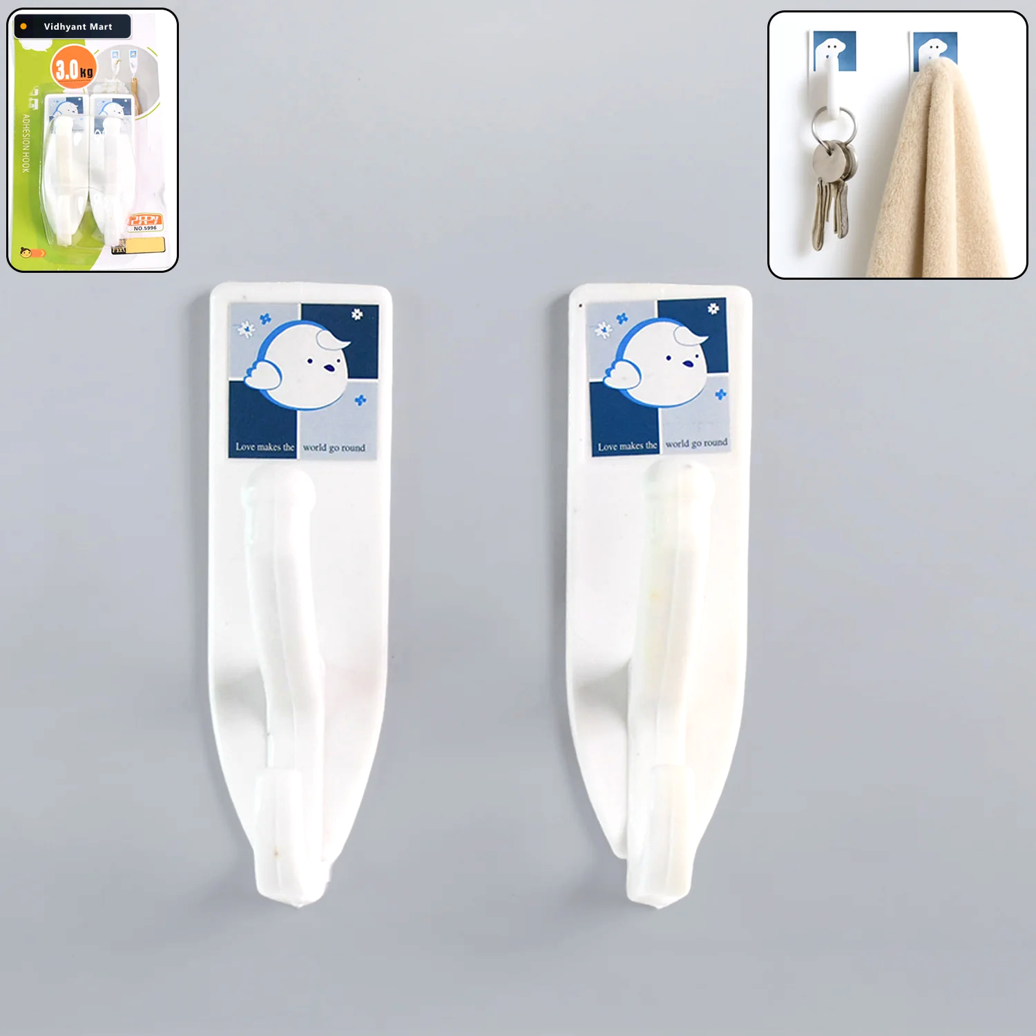 Vidhyant Mart Self Adhesive Wall Hooks Strong Multipurpose Hange 2