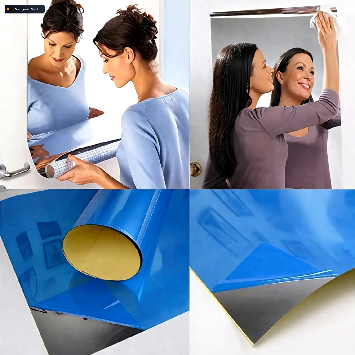 Vidhyant Mart Self Adhesive Wall Mirror Sheet Unbreakable Easy T 2