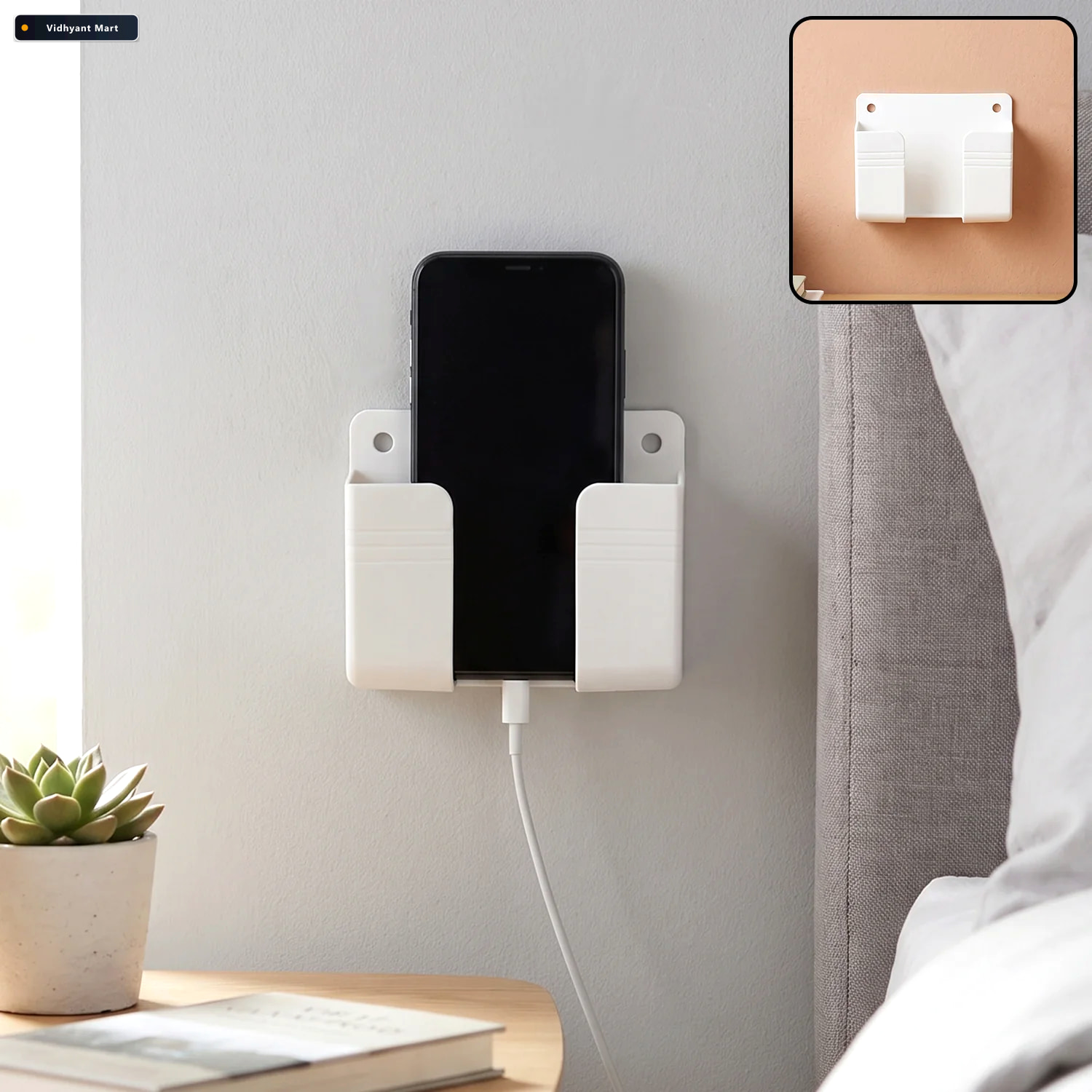 Vidhyant Mart Self Adhesive Wall Mounted Mobile Phone Holder Sta 1