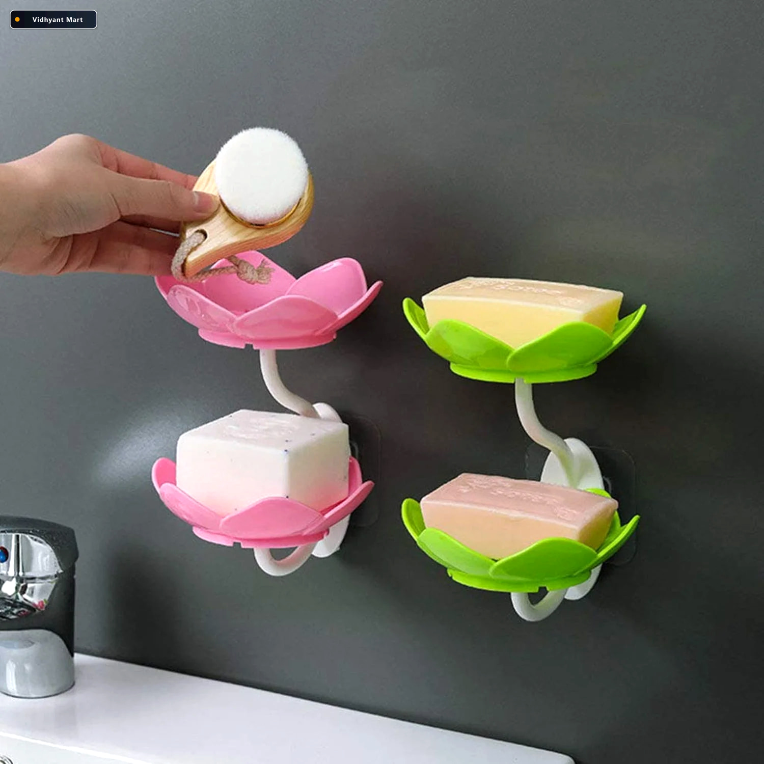 Vidhyant Mart Self Draining Soap Dish Flower Design Bathroom Hol 1