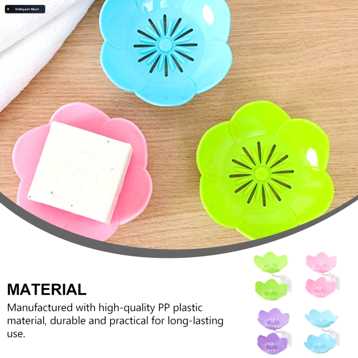 Vidhyant Mart Self Draining Soap Dish Flower Design Bathroom Hol 4