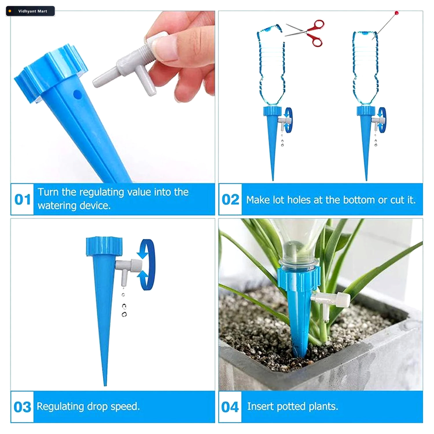 Vidhyant Mart Self Watering Plant Spikes Adjustable Slow Release 4