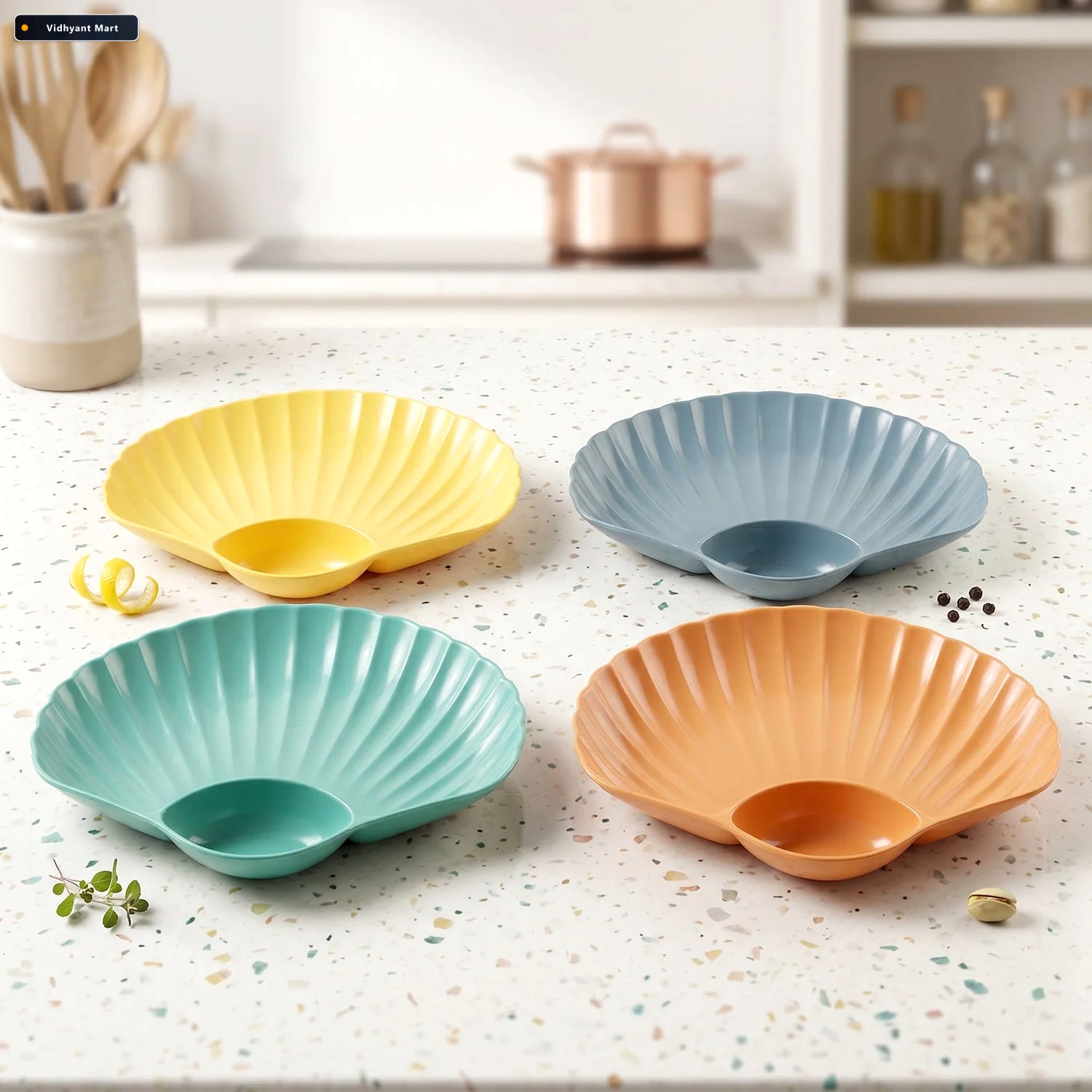 Vidhyant Mart Shell Shaped Snack Serving Plate Tray Stylish Reus 1