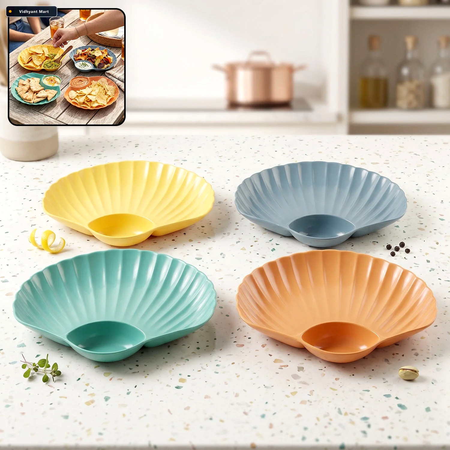 Vidhyant Mart Shell Shaped Snack Serving Plate Tray Stylish Reus 2