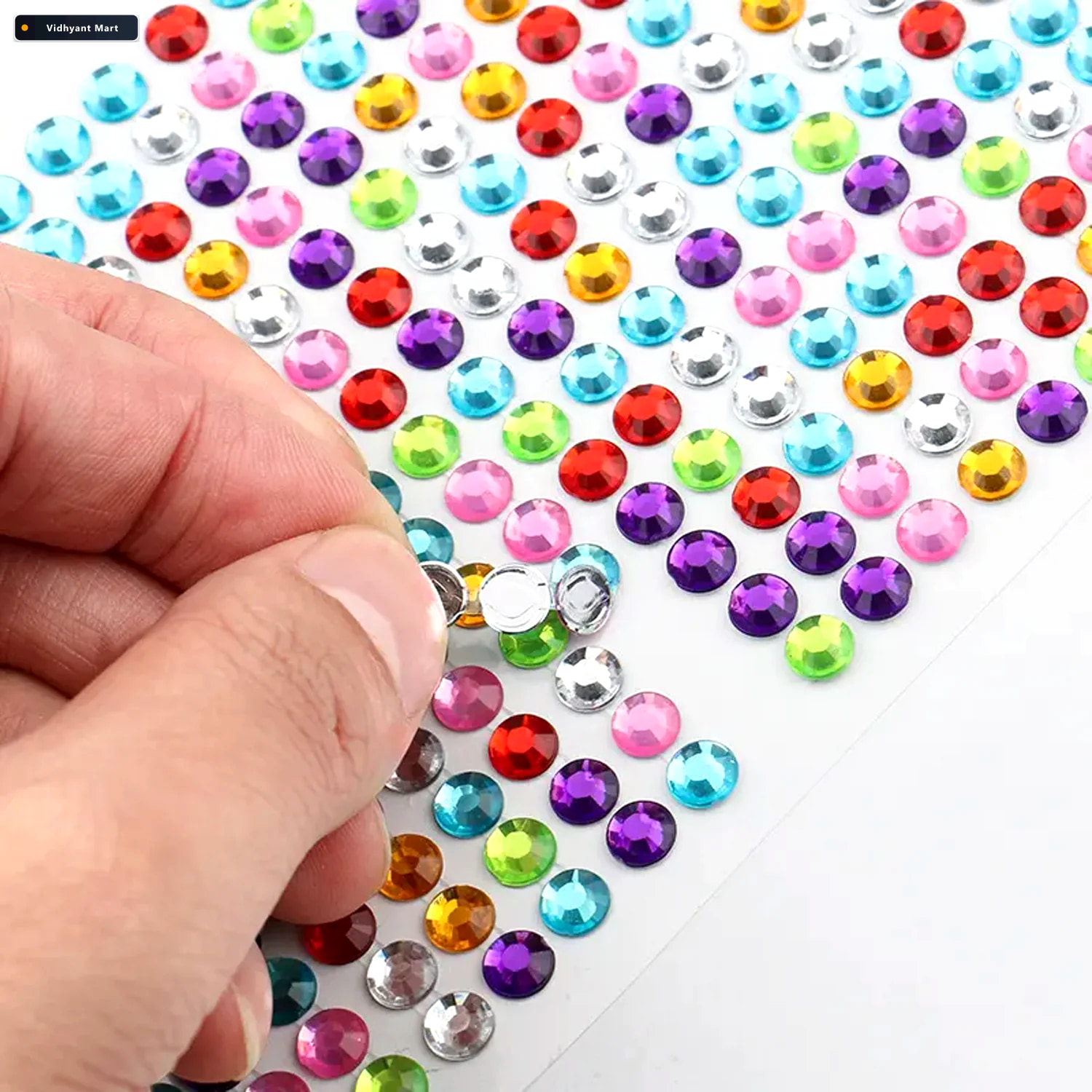 Vidhyant Mart Shining Stone Stickers Multi Size Self Adhesive Cr 3