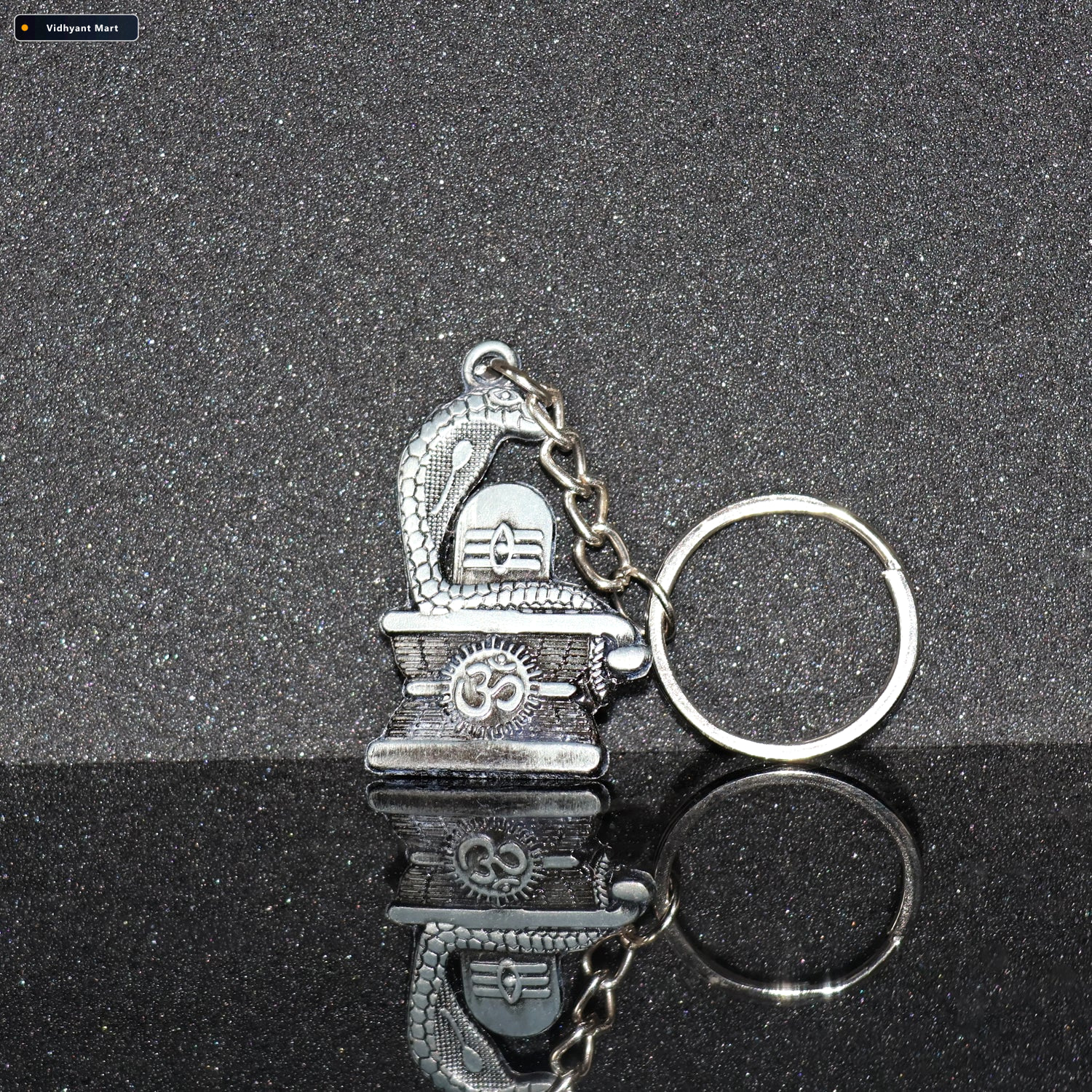 Vidhyant Mart Shivling Keychain Elegant Silver Metal Design With 1