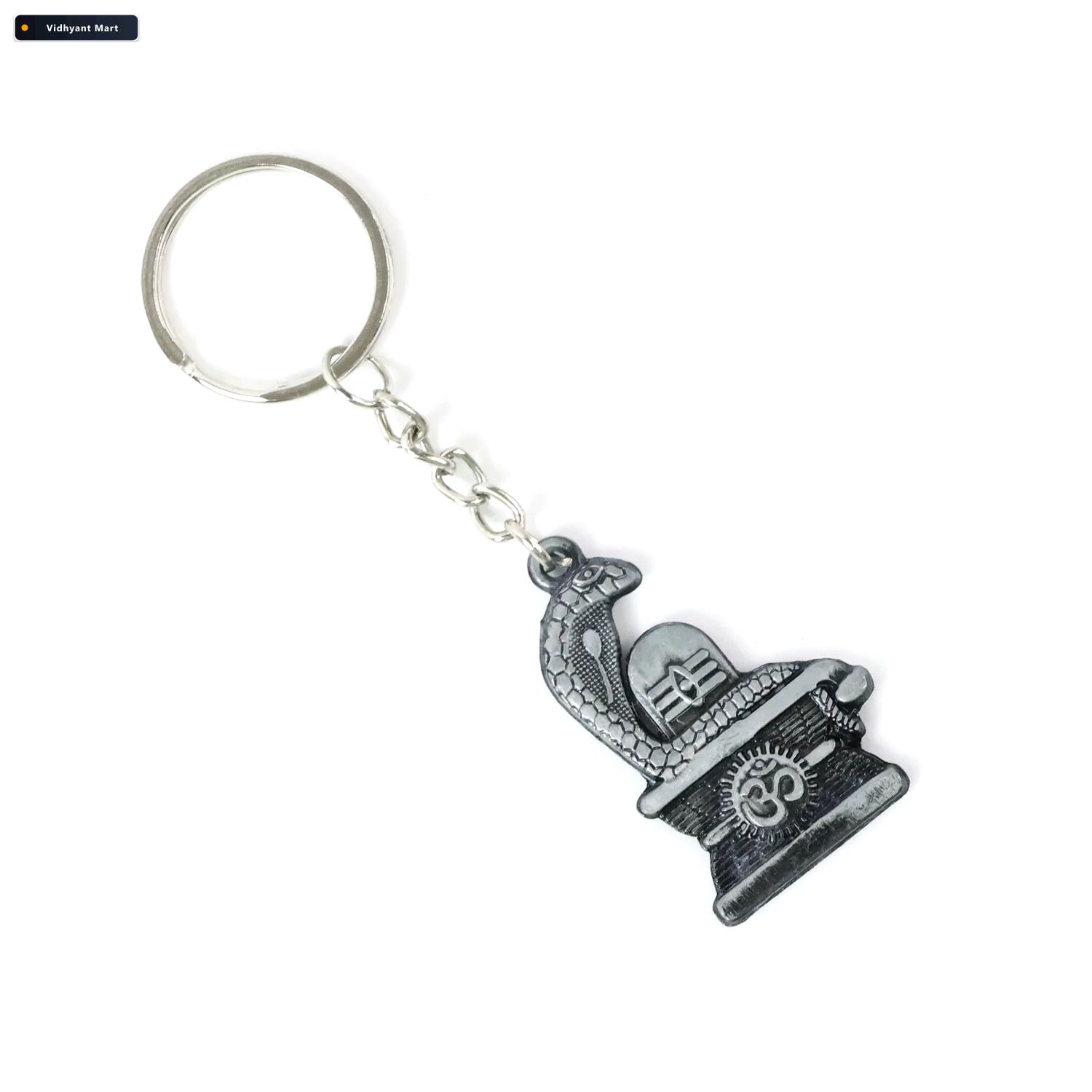 Vidhyant Mart Shivling Keychain Elegant Silver Metal Design With 4