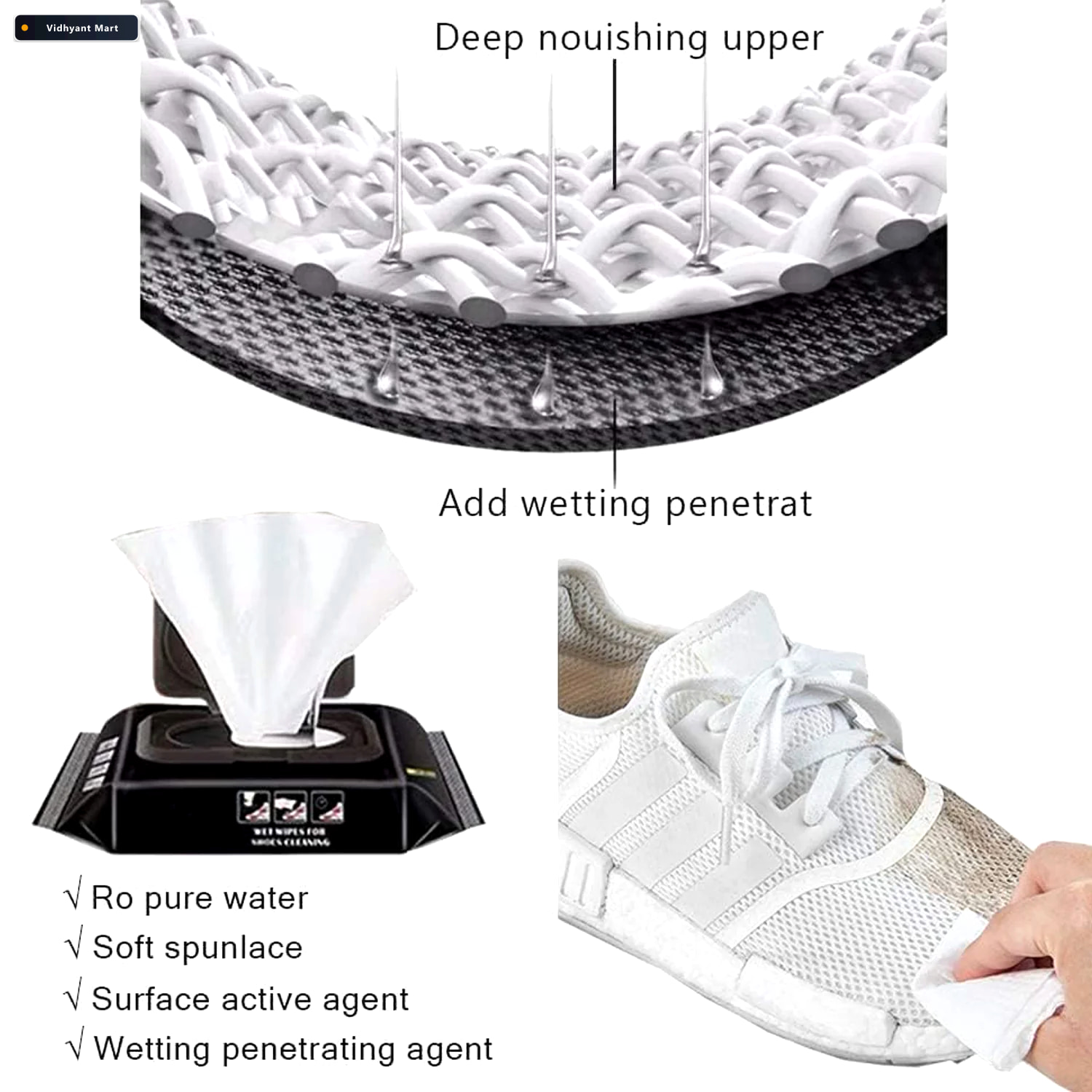 Vidhyant Mart Shoe Cleaning Wet Wipes 80 Pack Travel Friendly Ve 4