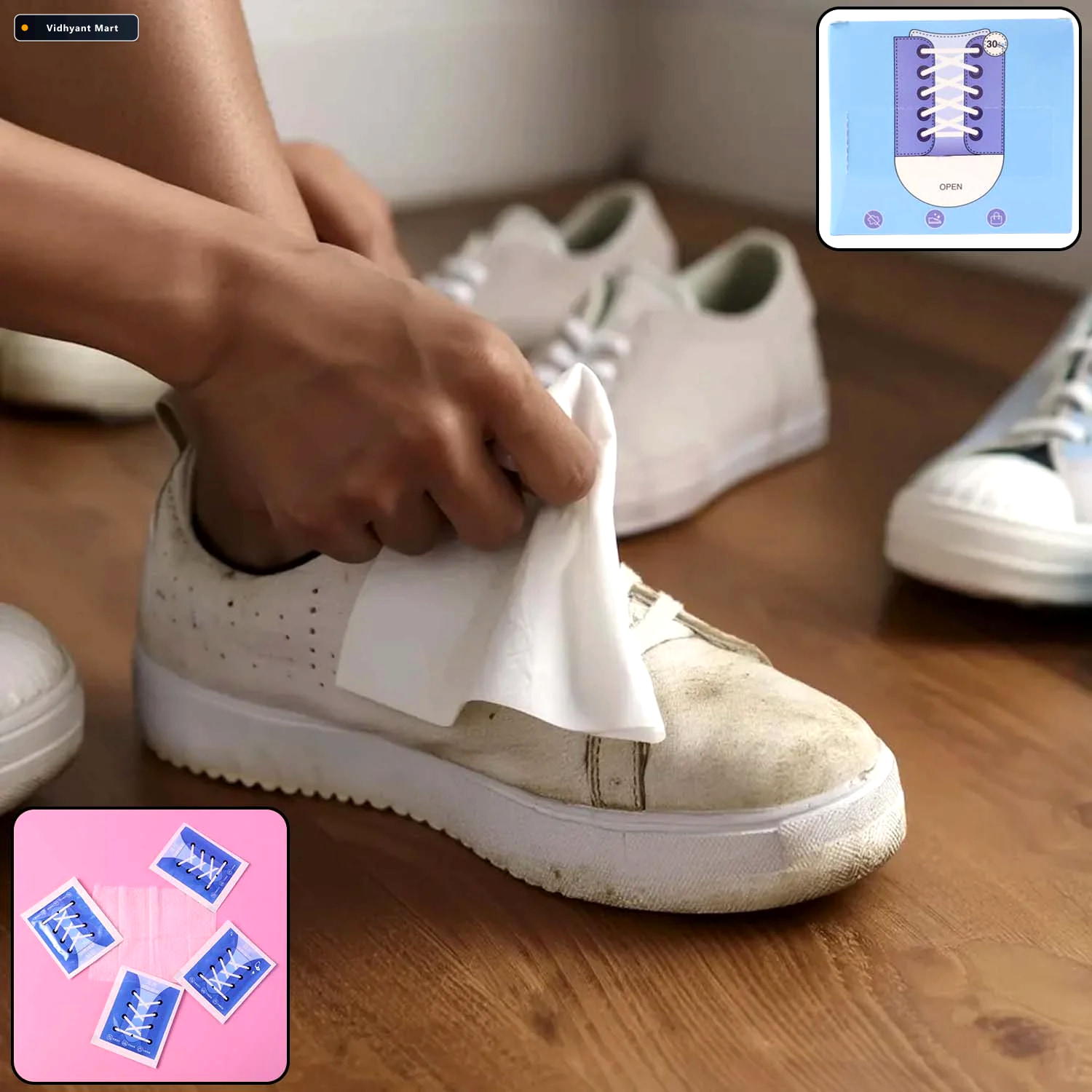 Vidhyant Mart Shoe Cleaning Wipes Portable 30 Pack For Effortles 1