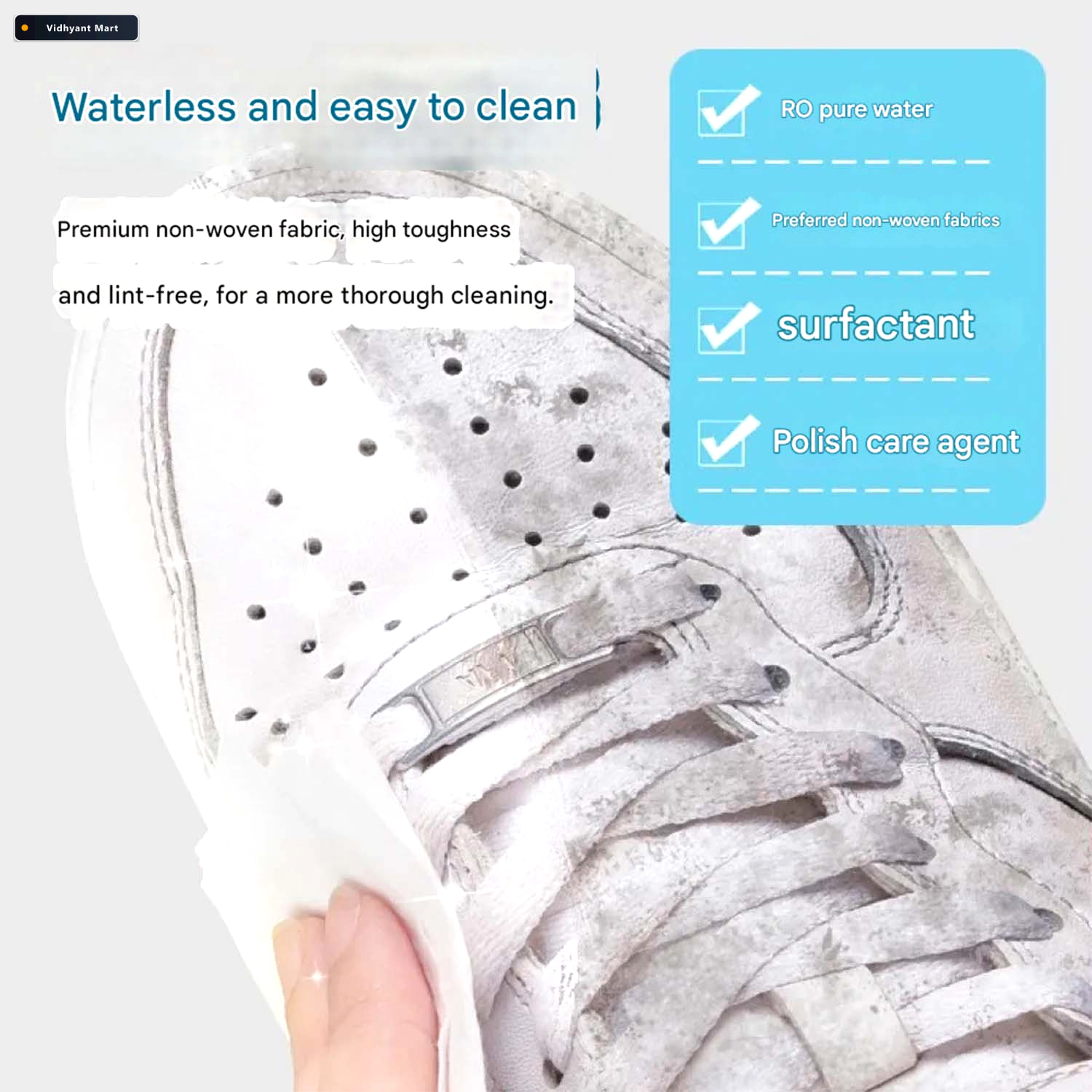 Vidhyant Mart Shoe Cleaning Wipes Portable 30 Pack For Effortles 2