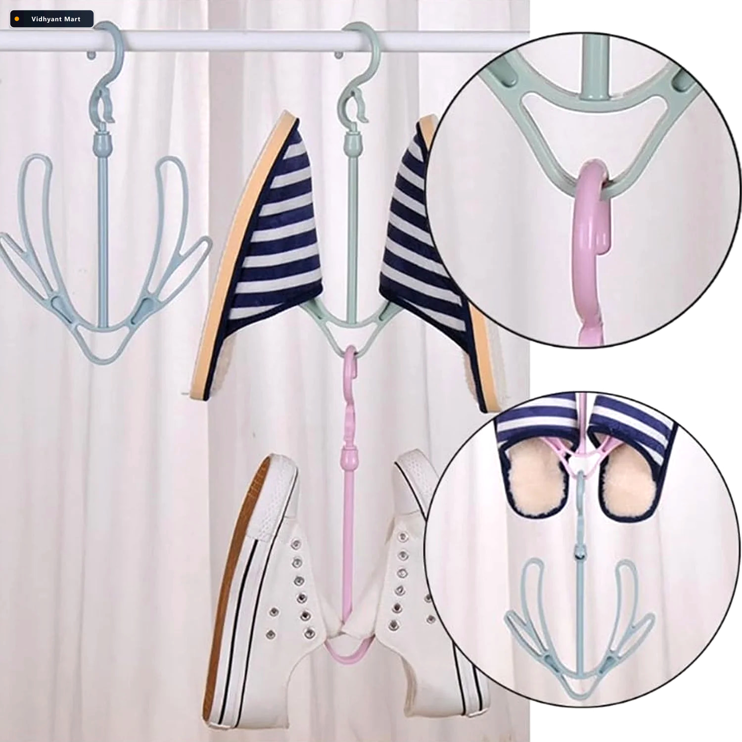 Vidhyant Mart Shoe Drying Hanger Rotatable Balcony Closet Rack O 3