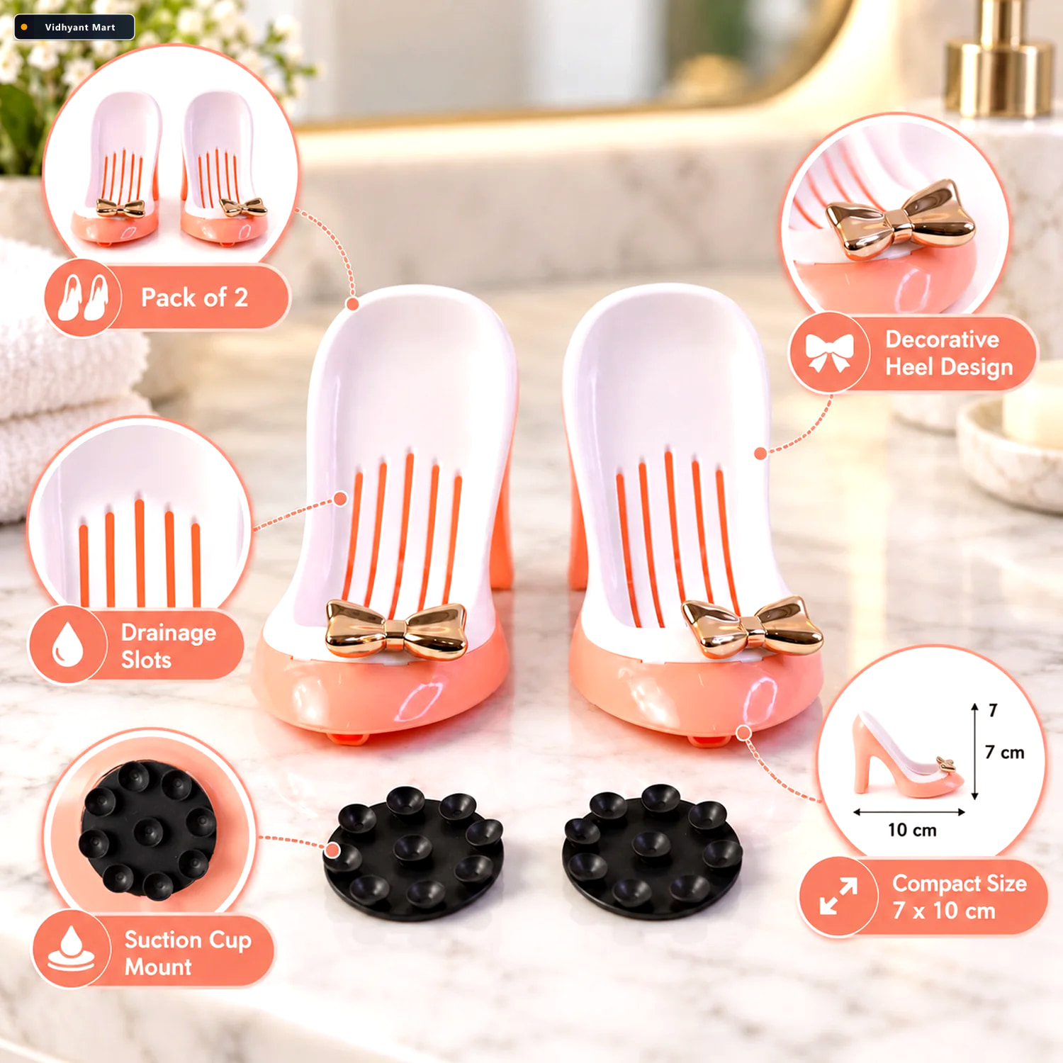 Vidhyant Mart Shoe Shaped Shower Soap Holders With Drainage And 2