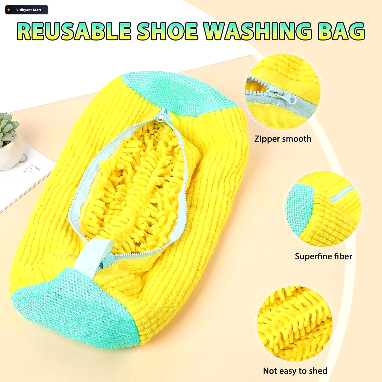 Vidhyant Mart Shoe Washing Machine Bag Microfiber Chenille Linin 3