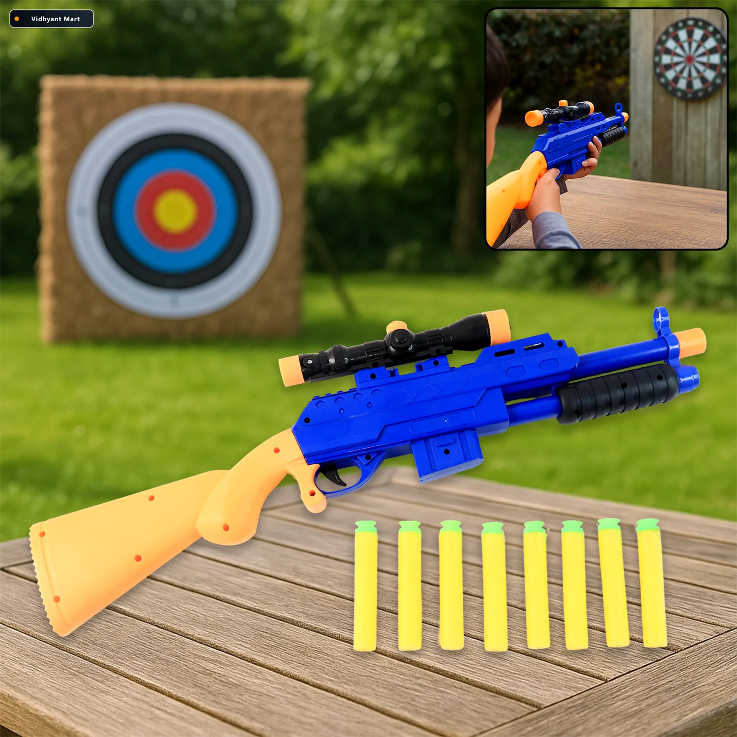 Vidhyant Mart Shot Air Gun Toy With Scope Safe Foam Bullet Blast 2