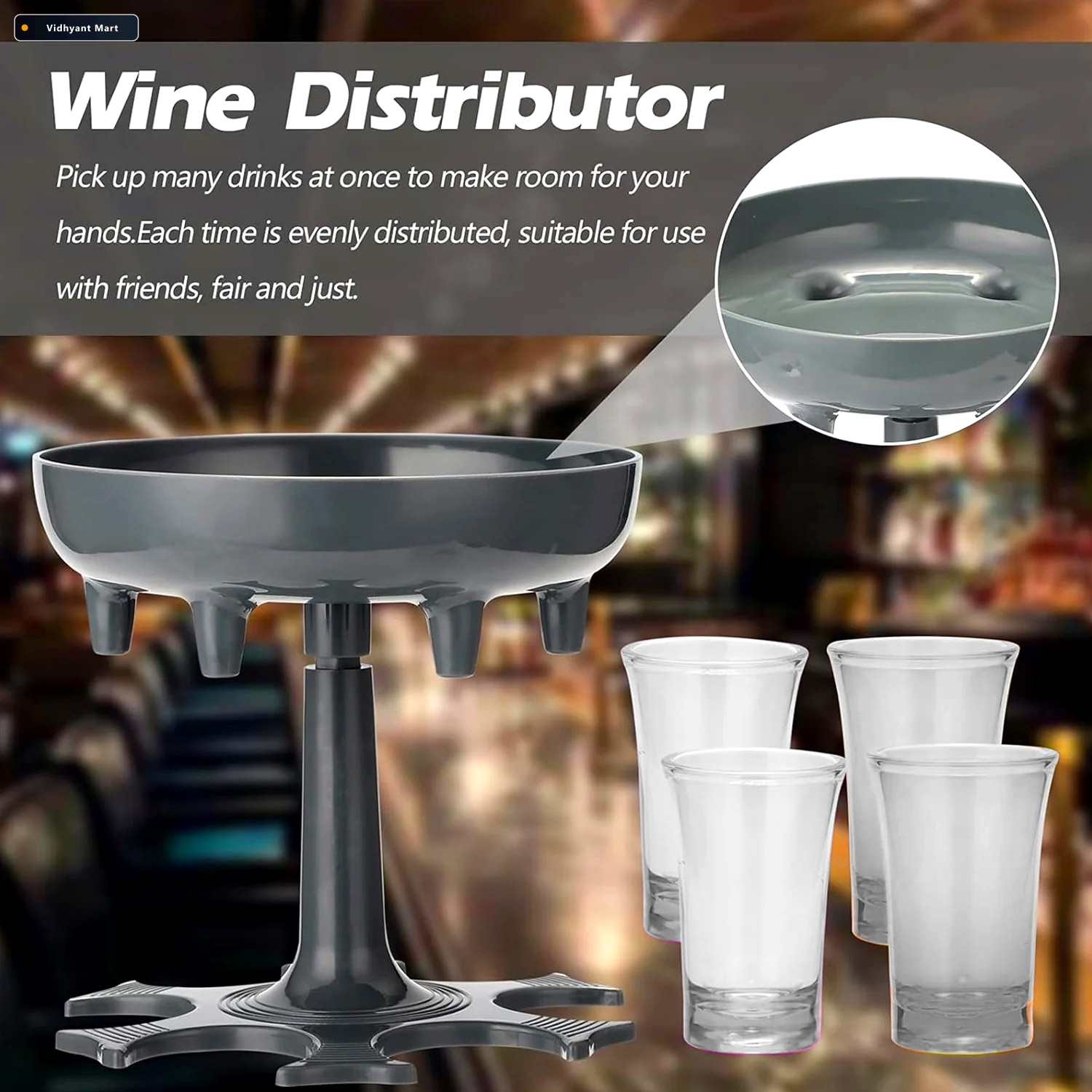Vidhyant Mart Shot Glass Dispenser 6 Shot Party Set With Tray Gl 2