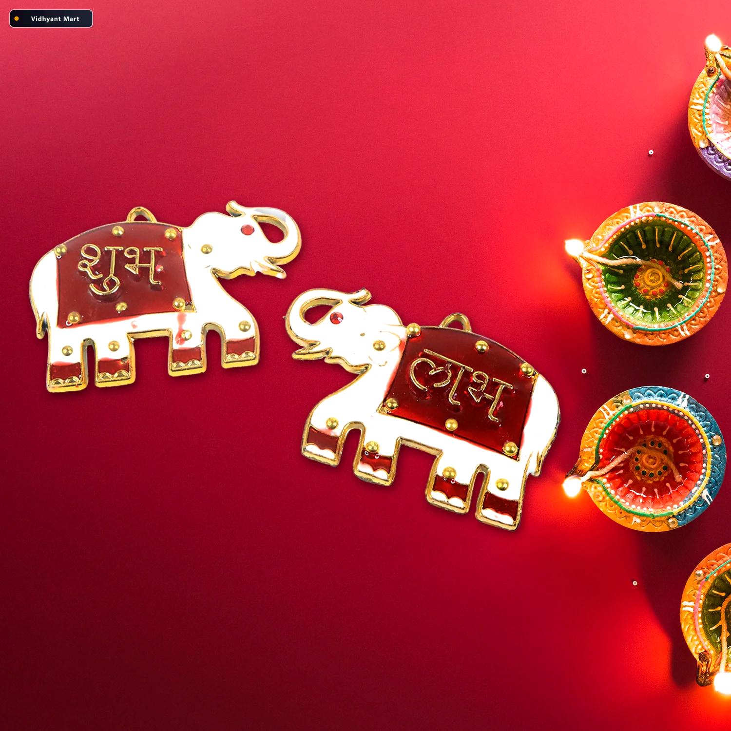 Vidhyant Mart Shubh Labh Elephant Wall Hangings Traditional Good 3