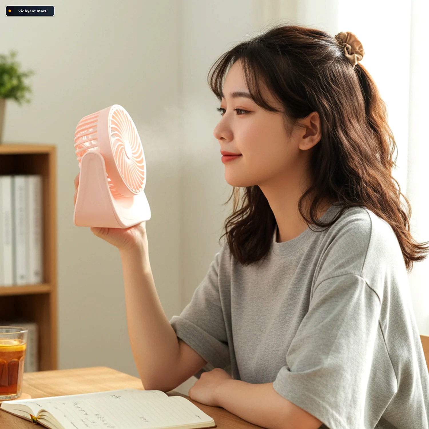 Vidhyant Mart Silent Mini Desk Fan Rechargeable Adjustable Tilt 2