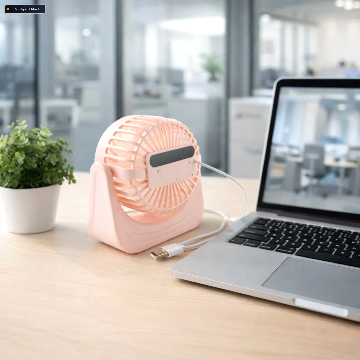 Vidhyant Mart Silent Mini Desk Fan Rechargeable Adjustable Tilt 4