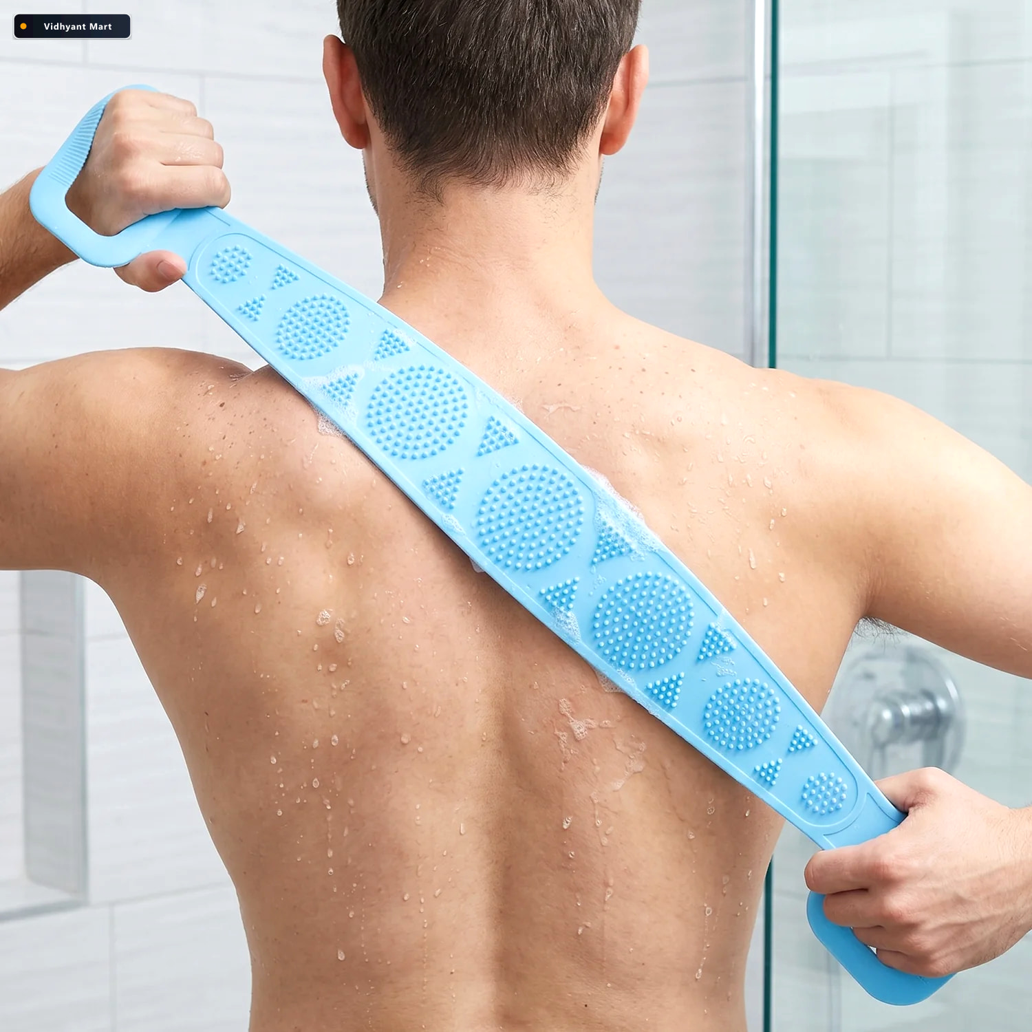 Vidhyant Mart Silicone Back Scrubber Belt Effective Dual Handle 3