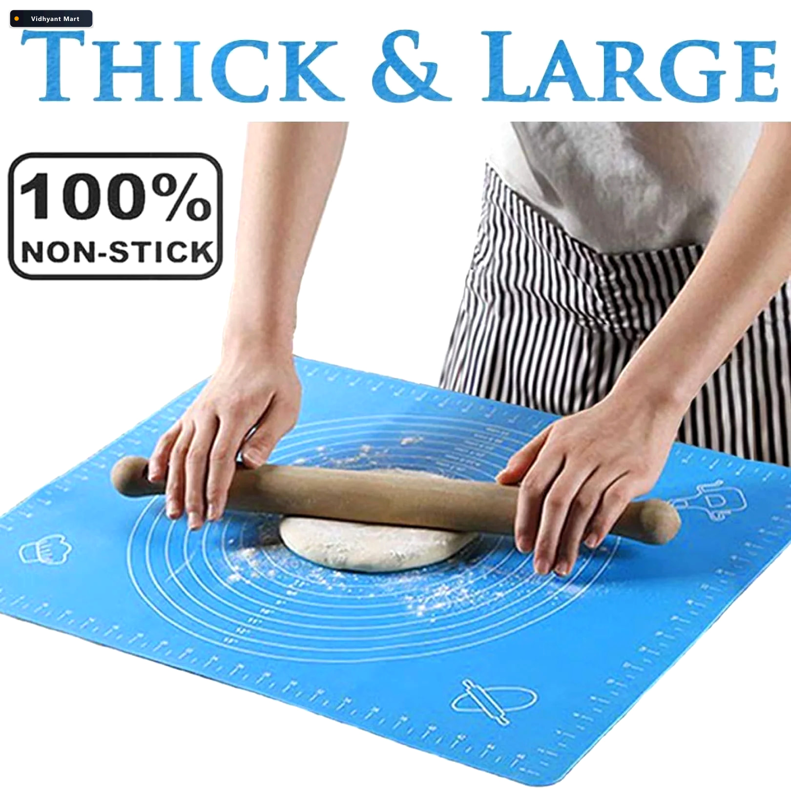 Vidhyant Mart Silicone Baking Mat Non Stick Dough Fondant Rollin 1