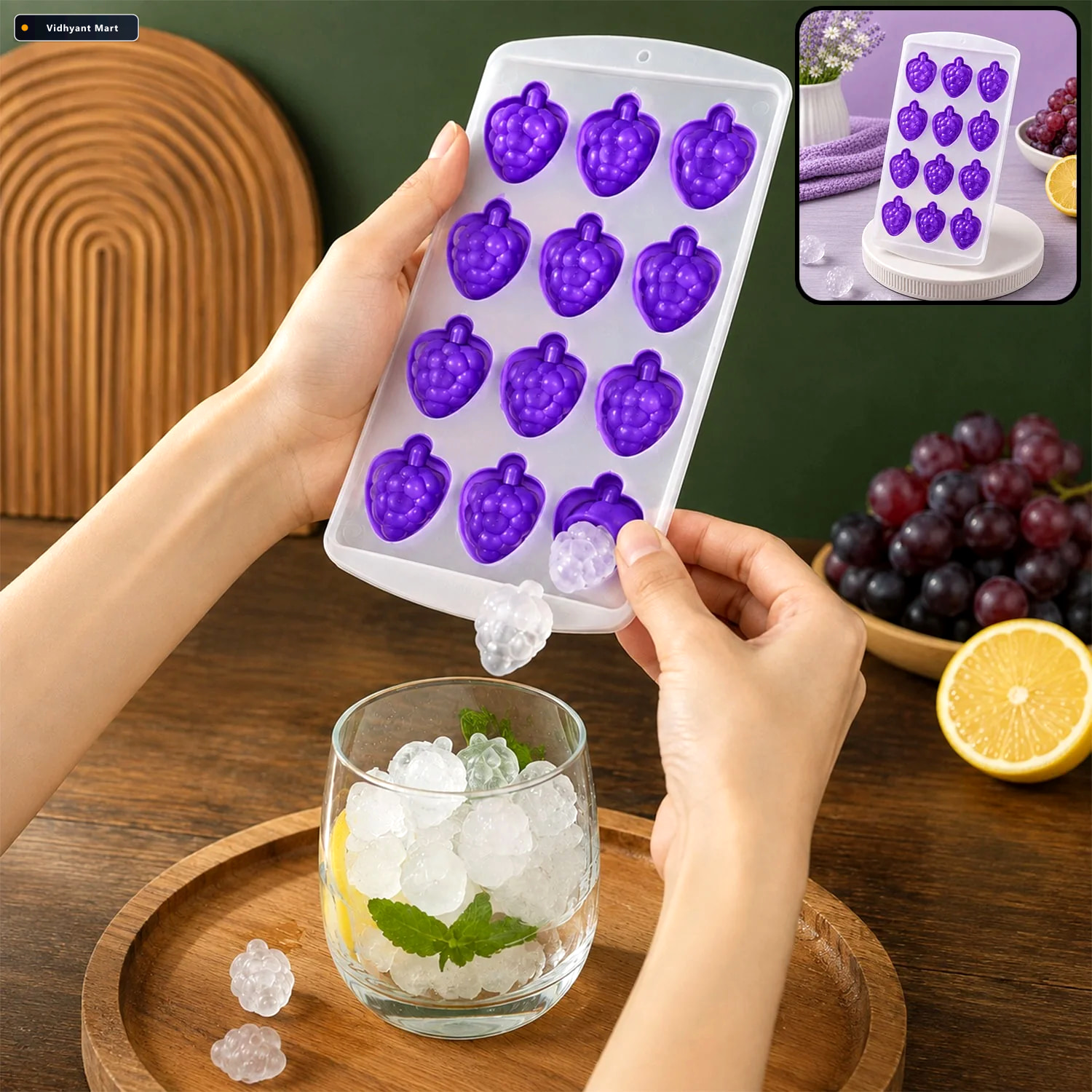 Vidhyant Mart Silicone Blueberry Shape Ice Cube Tray 1