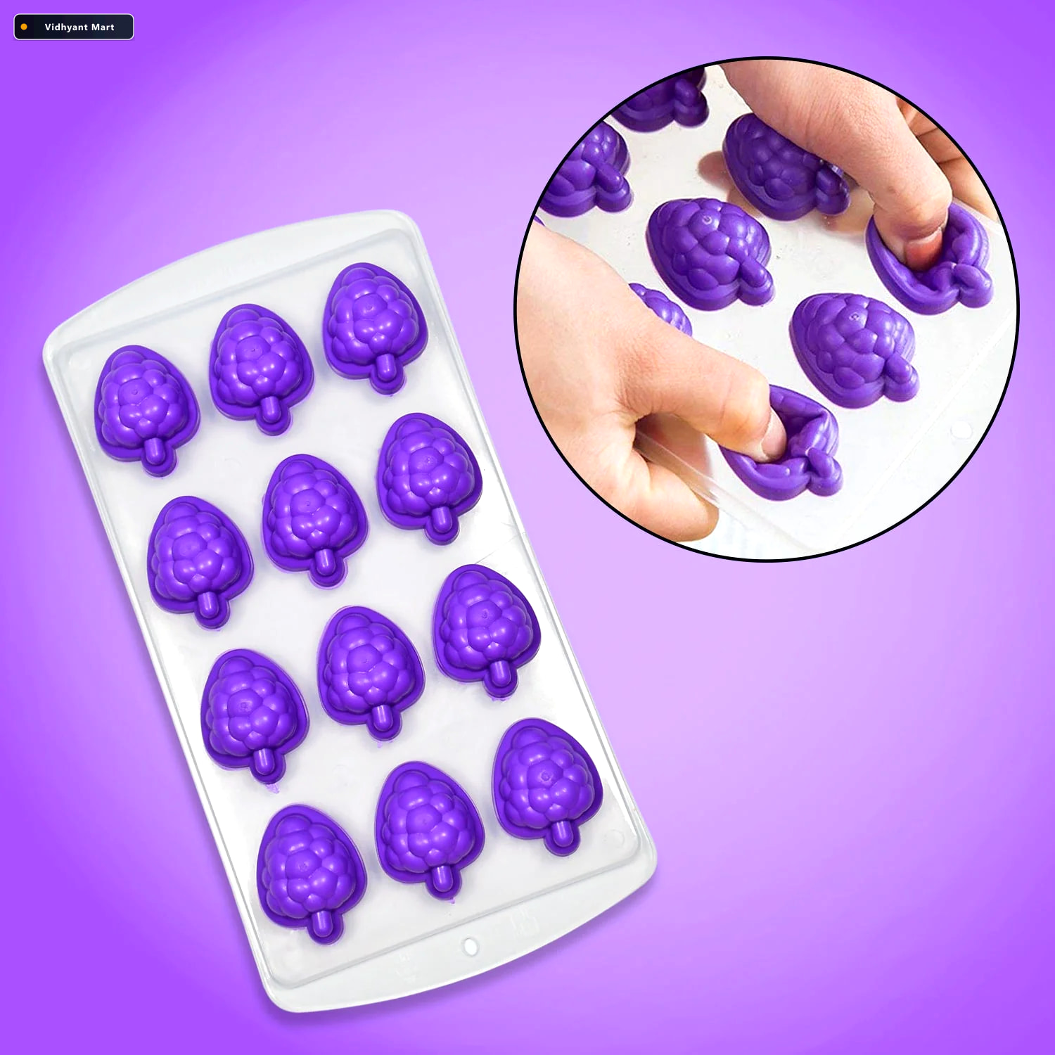 Vidhyant Mart Silicone Blueberry Shape Ice Cube Tray 2