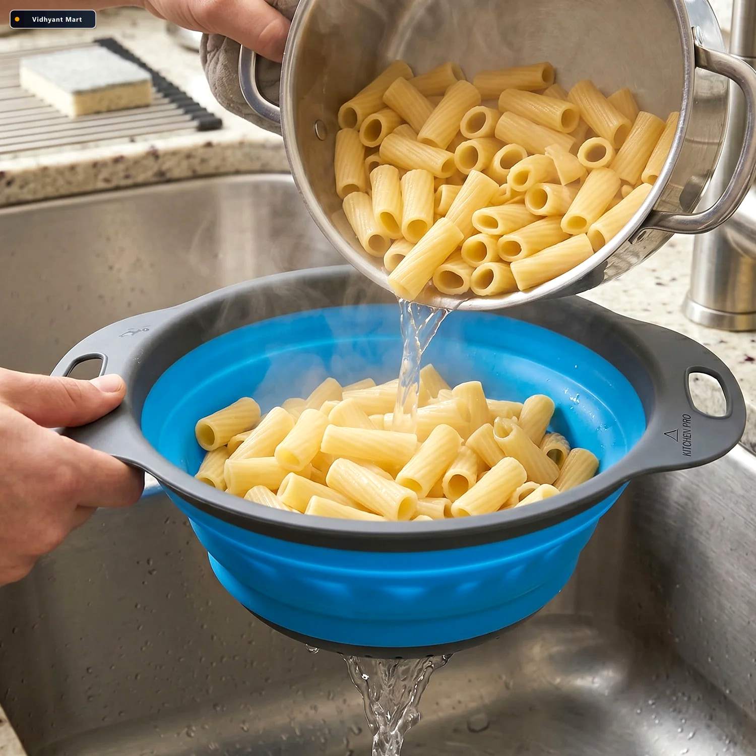 Vidhyant Mart Silicone Collapsible Strainer Space Saving Kitchen 2