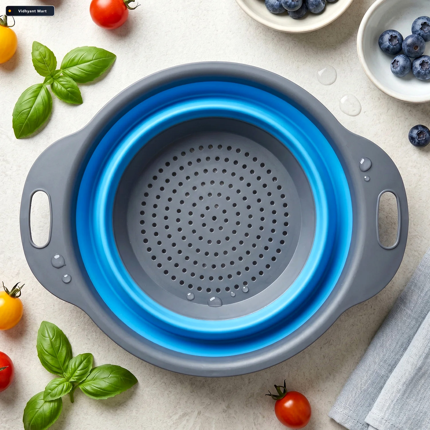 Vidhyant Mart Silicone Collapsible Strainer Space Saving Kitchen 3