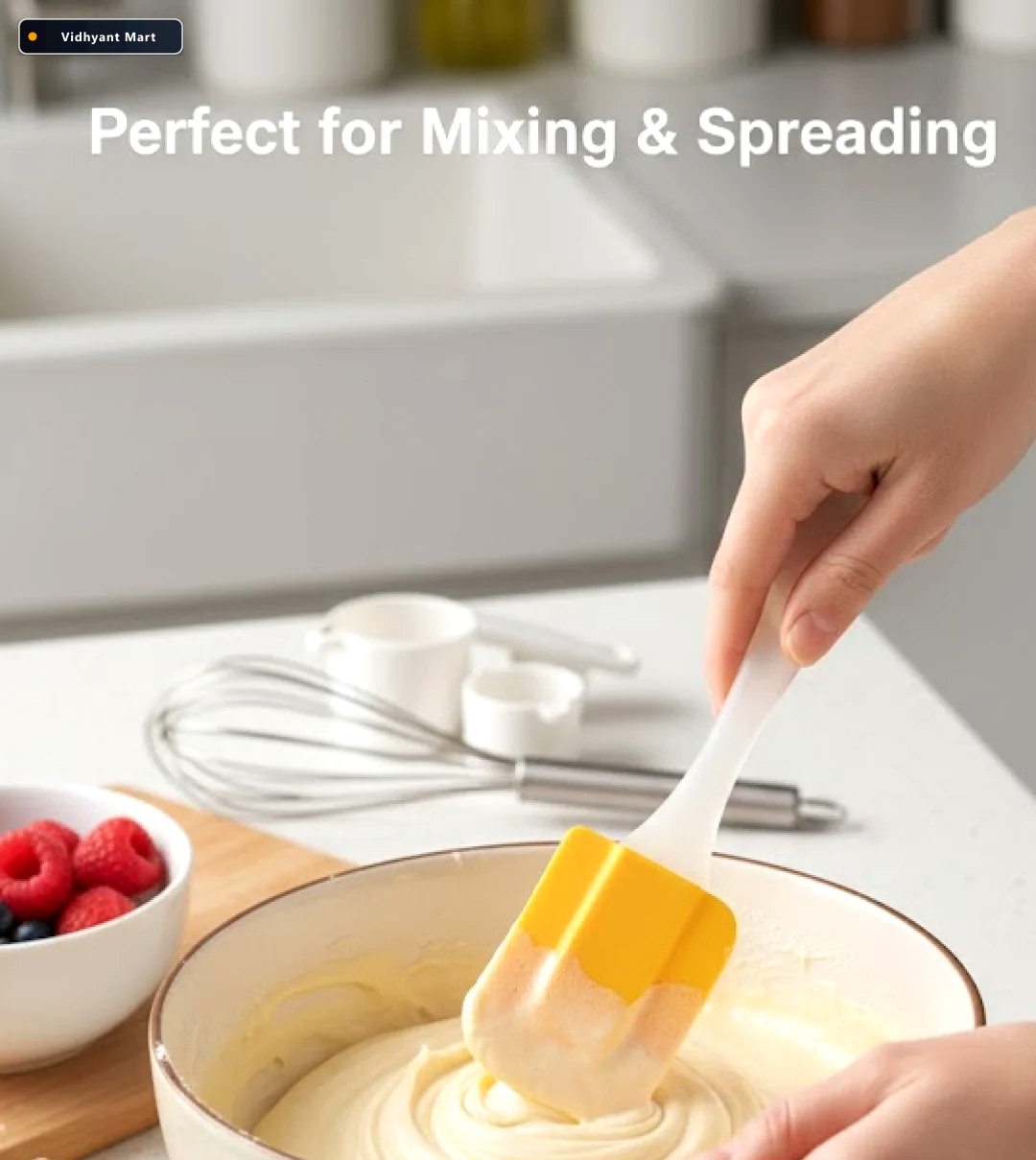 Vidhyant Mart Silicone Cooking Spatula 18 Cm Heat Resistant Bake 4