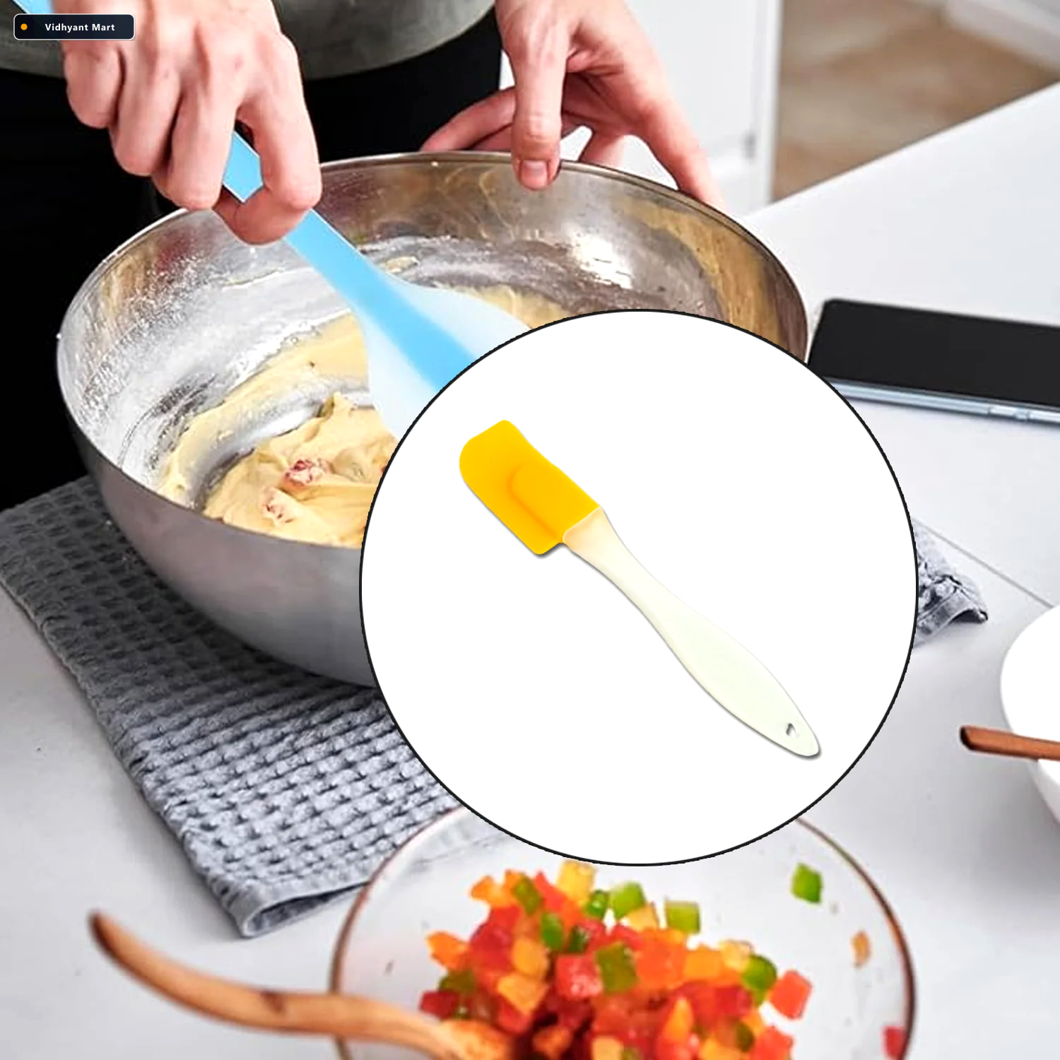 Vidhyant Mart Silicone Cooking Spatula Heat Resistant 18 Cm Bake 3