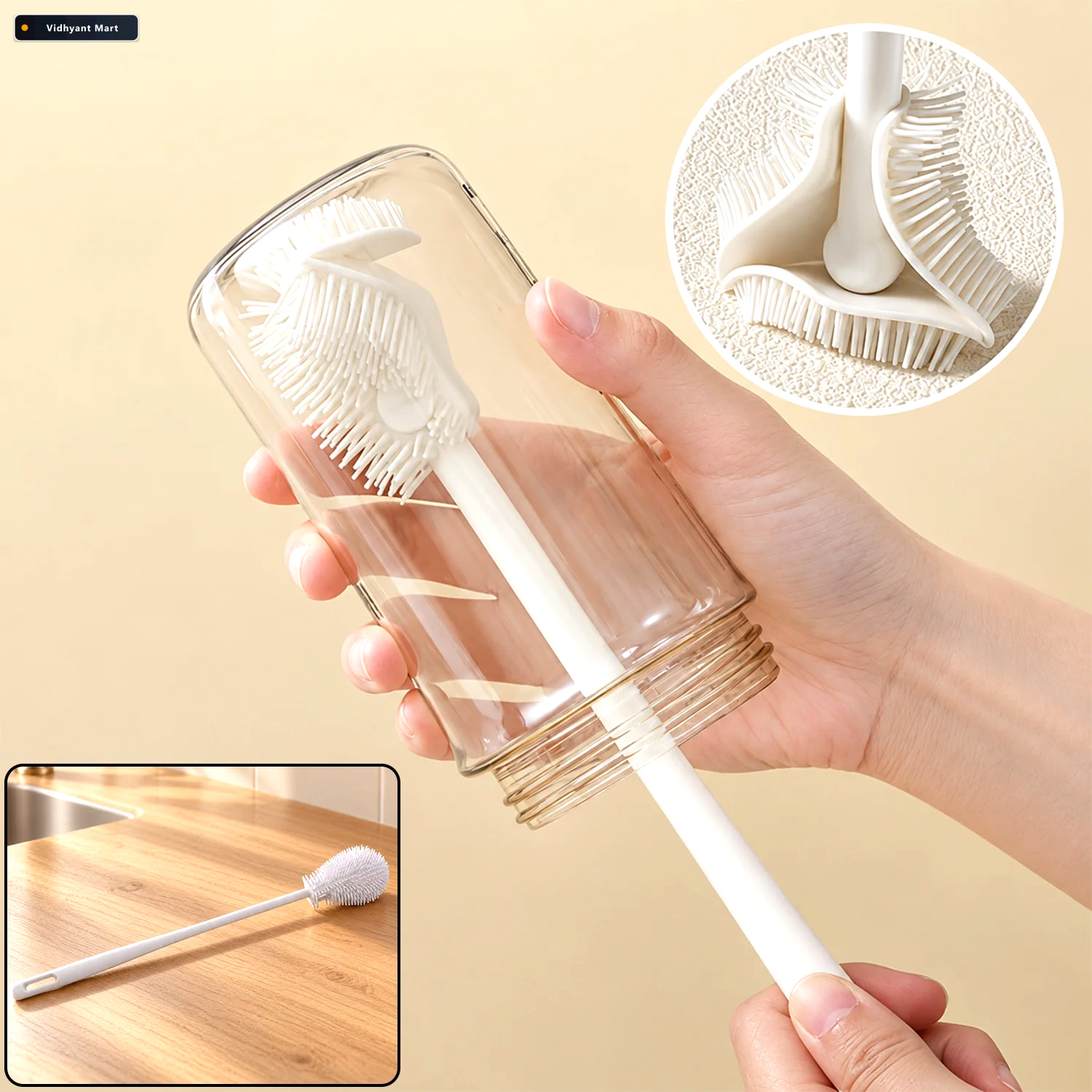 Vidhyant Mart Silicone Cup And Bottle Cleaning Brush With Flexib 1