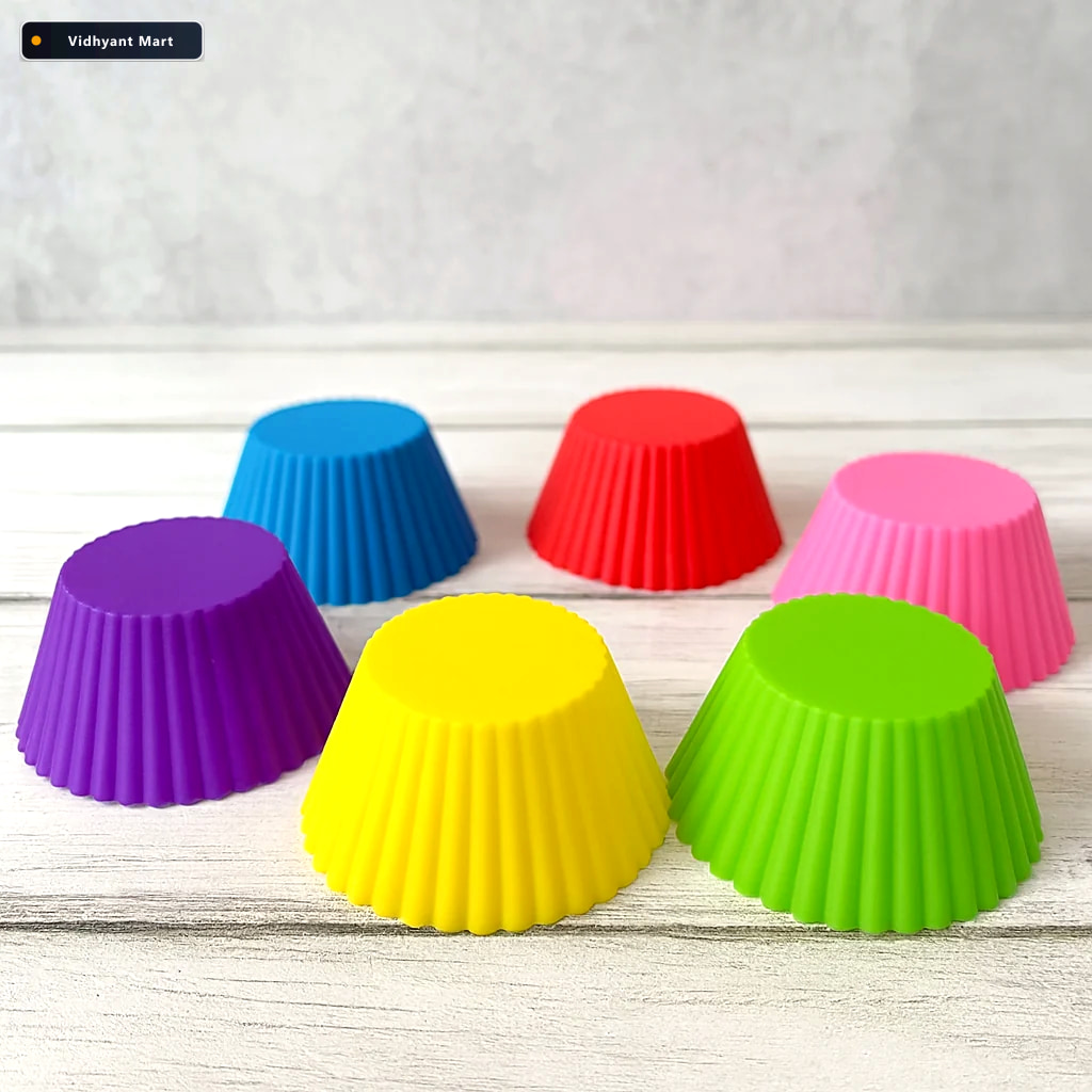 Vidhyant Mart Silicone Cupcake Mold Set 6 Food Grade Flexible Ba 1