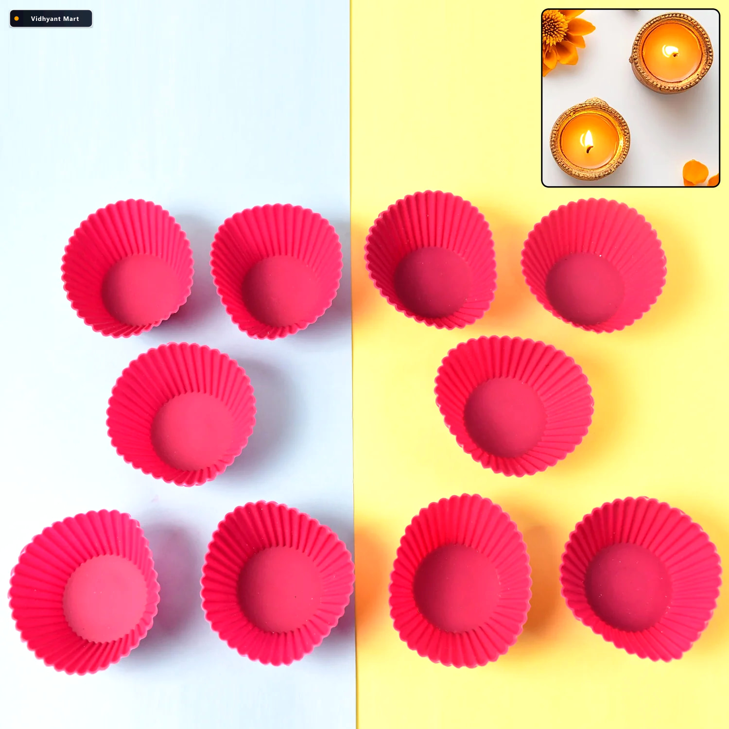Vidhyant Mart Silicone Cupcake Moulds Flexible Non Stick Set Of 1