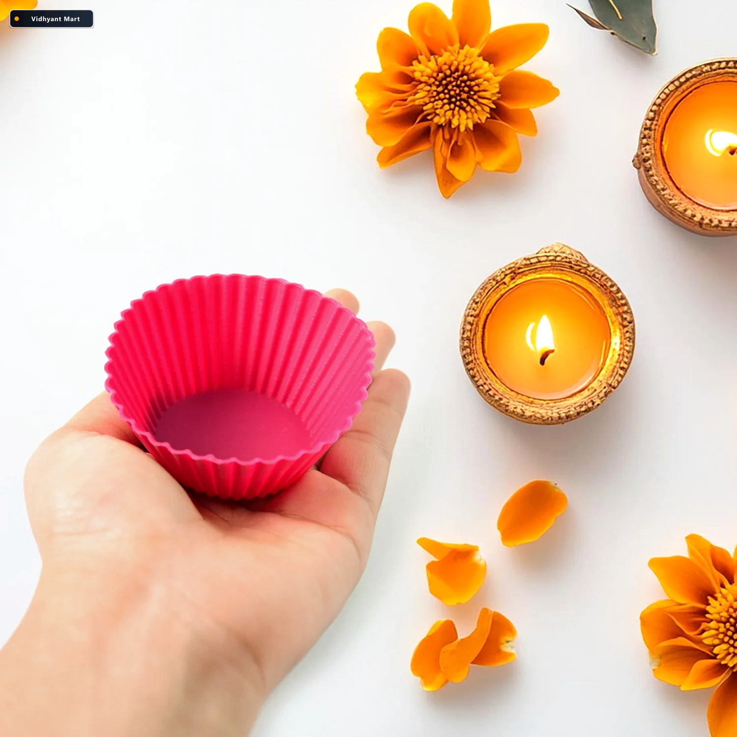 Vidhyant Mart Silicone Cupcake Moulds Flexible Non Stick Set Of 3