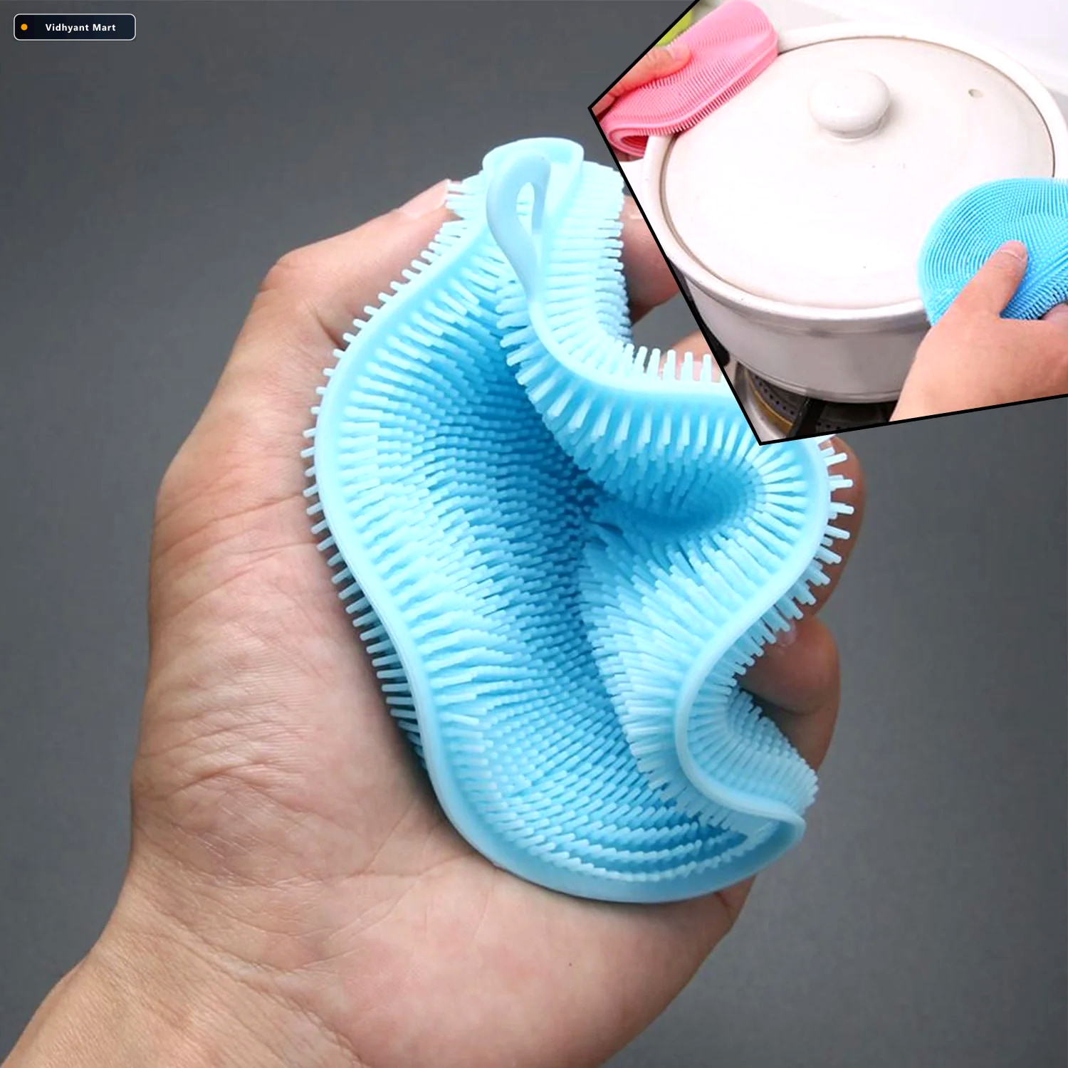 Vidhyant Mart Silicone Dish Scrubber Mildew Free Flexible Velvet 1