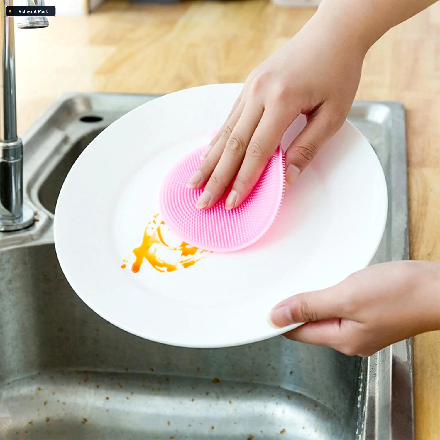 Vidhyant Mart Silicone Dish Scrubber Mildew Free Flexible Velvet 2