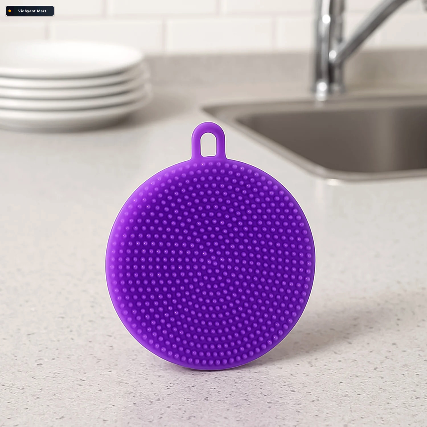 Vidhyant Mart Silicone Dish Scrubber Mildew Free Heat Resistant 2