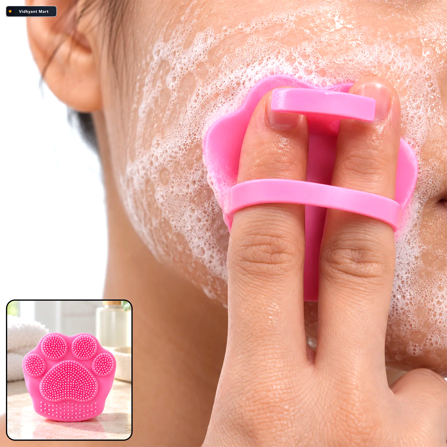Vidhyant Mart Silicone Face Scrubber Paw Shape Finger Facial Cle 1