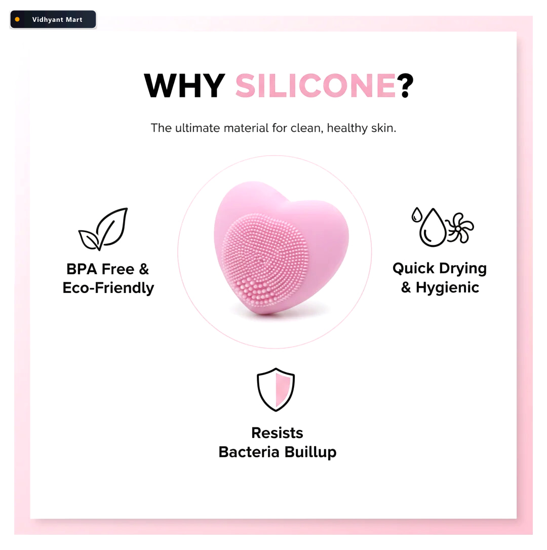 Vidhyant Mart Silicone Face Wash Brush Heart Shaped Deep Cleansi 2