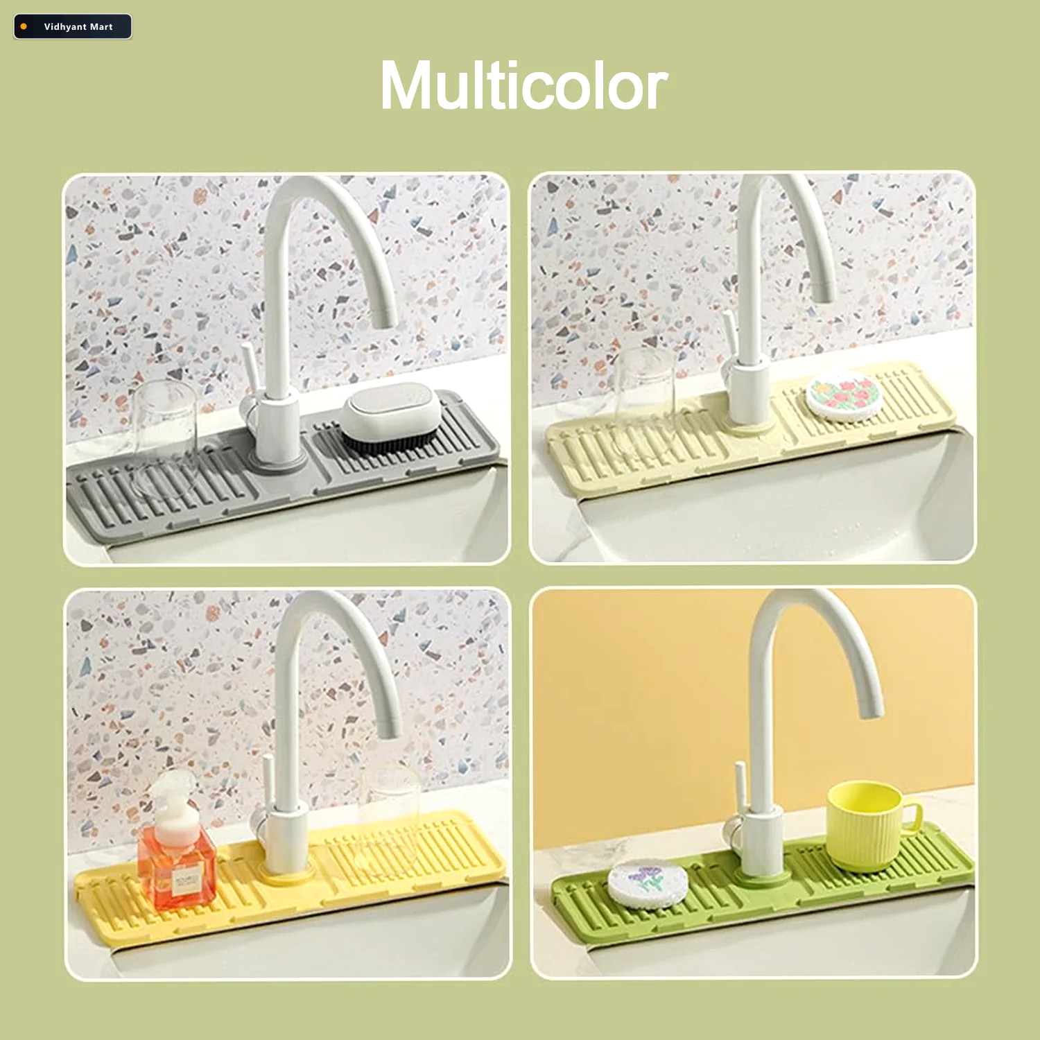 Vidhyant Mart Silicone Faucet Splash Guard Mat Drip Protector Fo 3