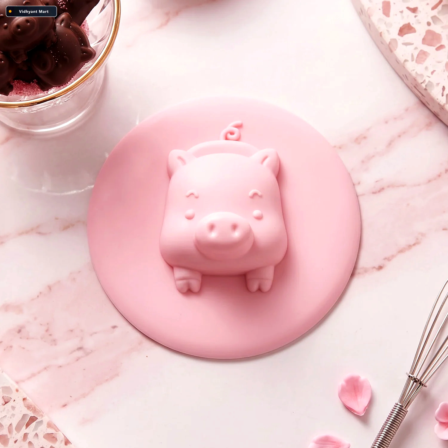 Vidhyant Mart Silicone Floor Drain Cover Cute Pig Design Anti Od 3