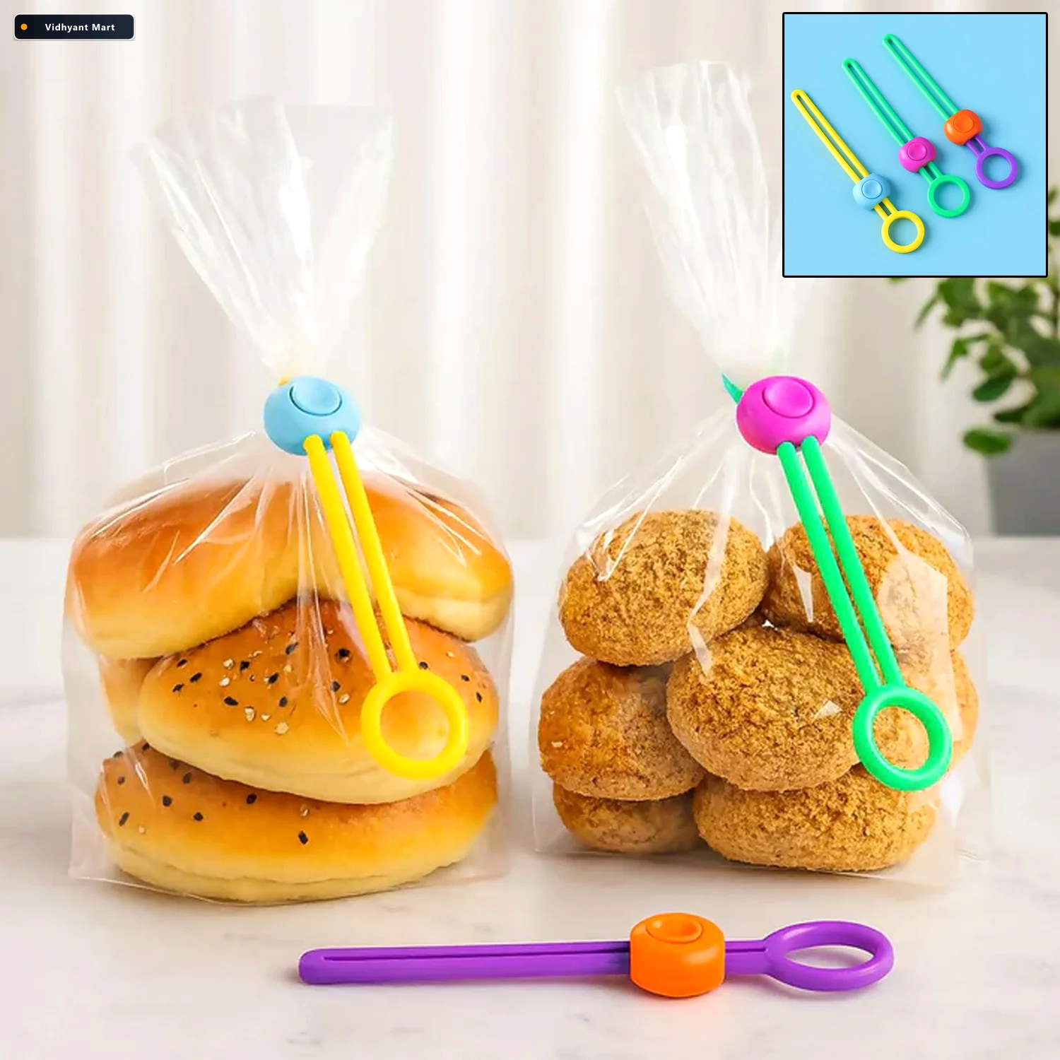 Vidhyant Mart Silicone Food Bag Clips Reusable Sealing Lock 3 Pa 1