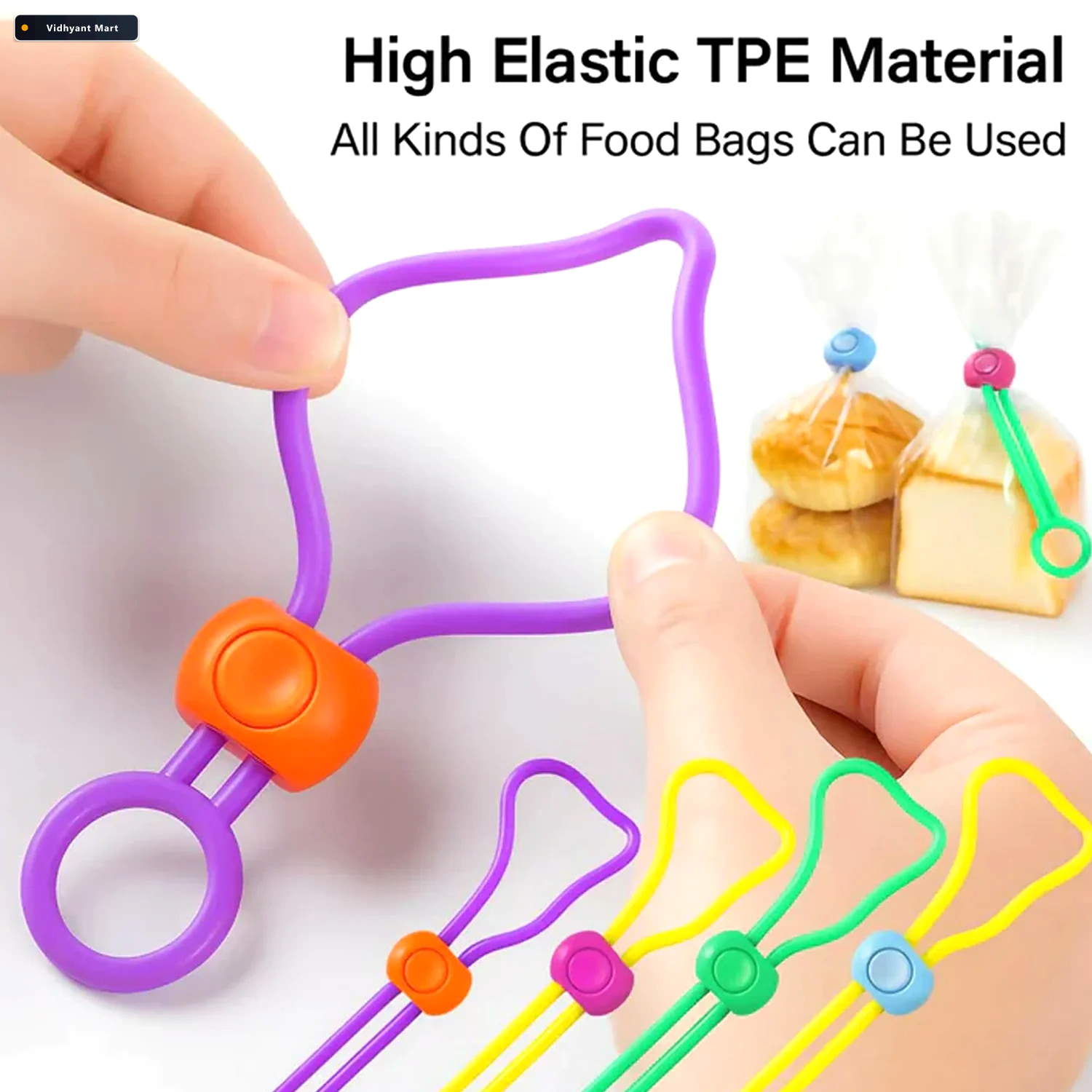 Vidhyant Mart Silicone Food Bag Clips Reusable Sealing Lock 3 Pa 2