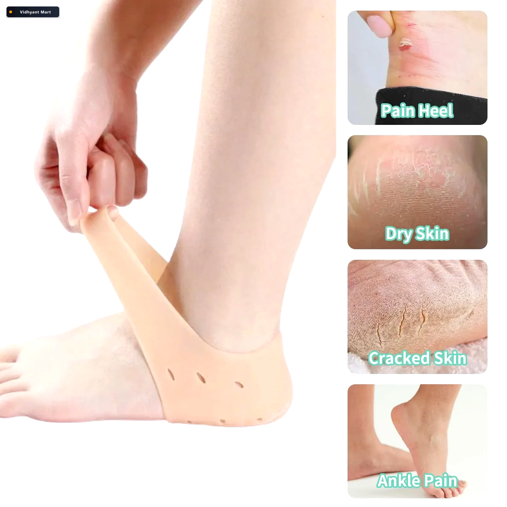 Vidhyant Mart Silicone Gel Heel Socks Cracked Heels Remedy Velve 4