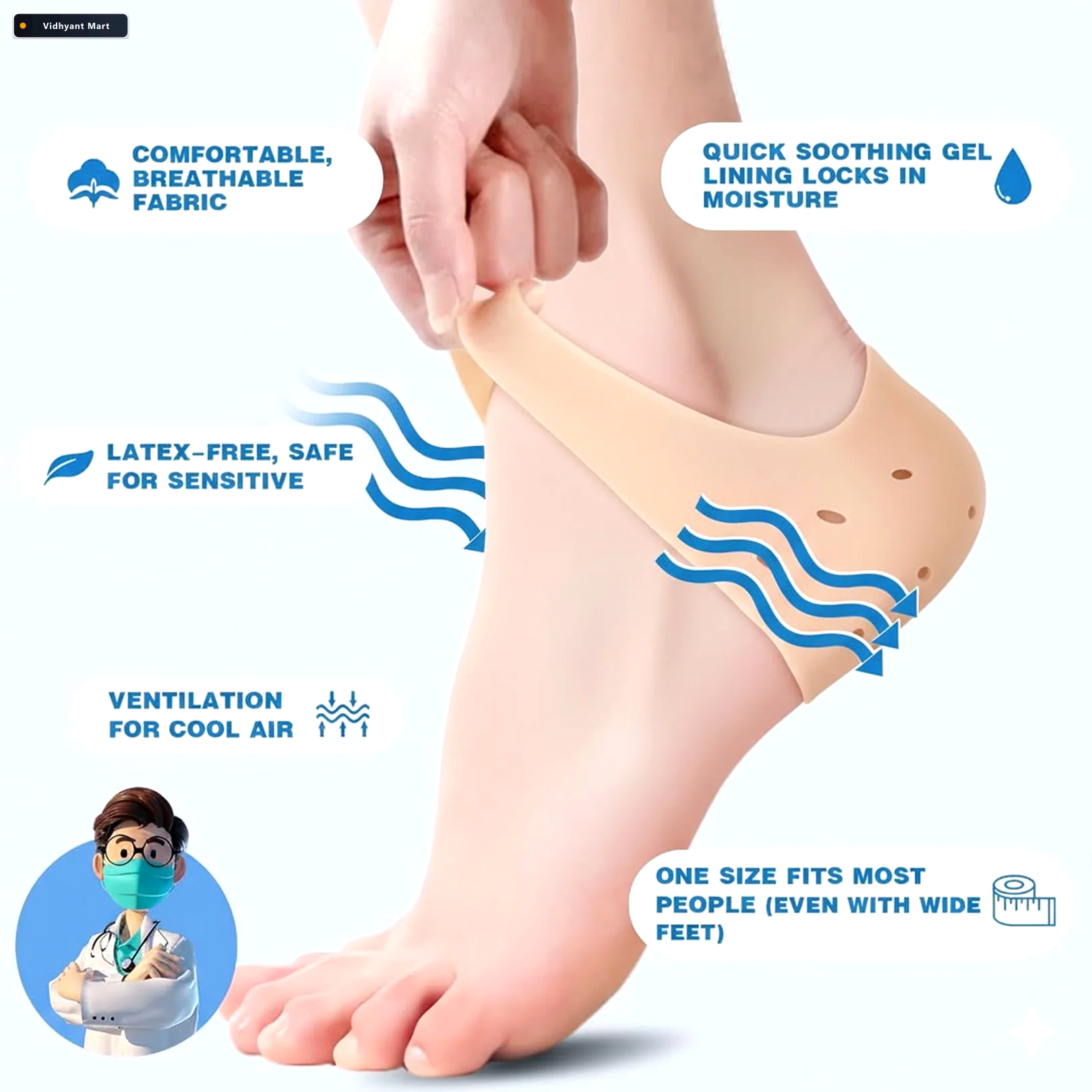 Vidhyant Mart Silicone Gel Heel Socks Cracked Heels Remedy Velve 5