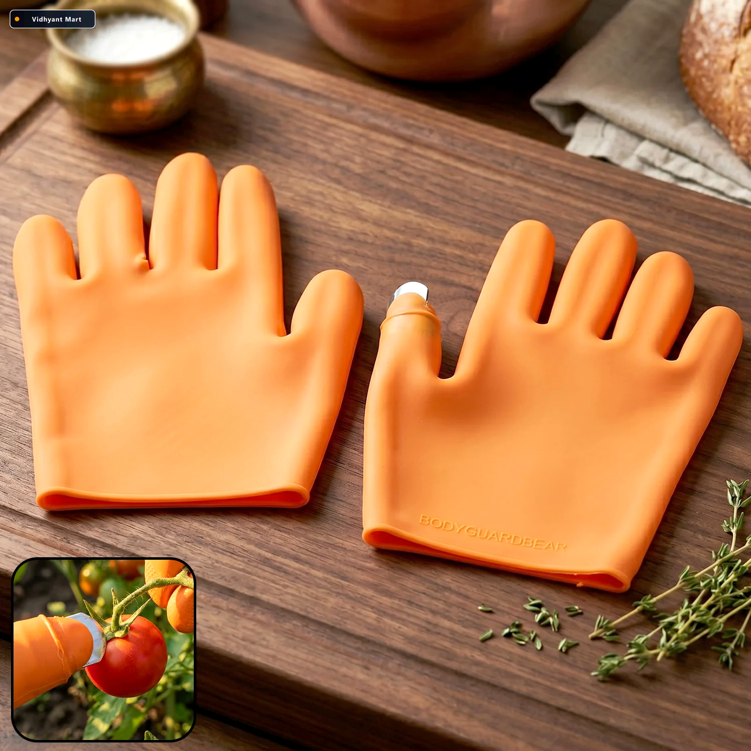 Vidhyant Mart Silicone Gloves Hand Protection With Built In Fing 1
