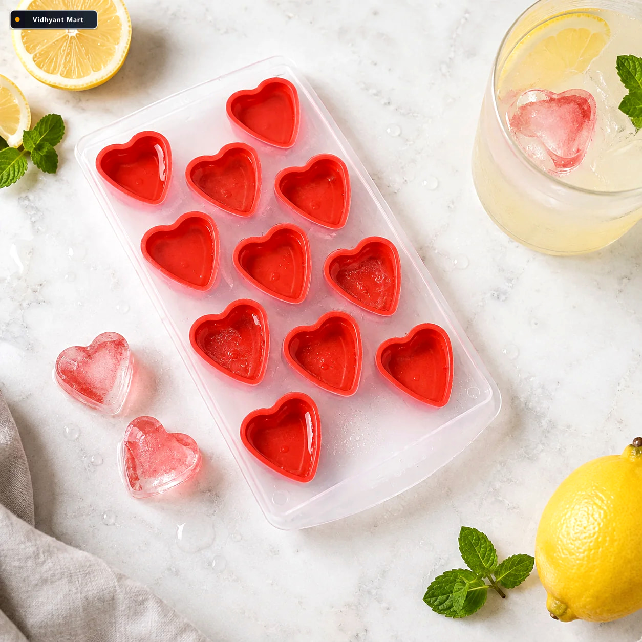 Vidhyant Mart Silicone Heart Shapes Ice Cube Tray 1
