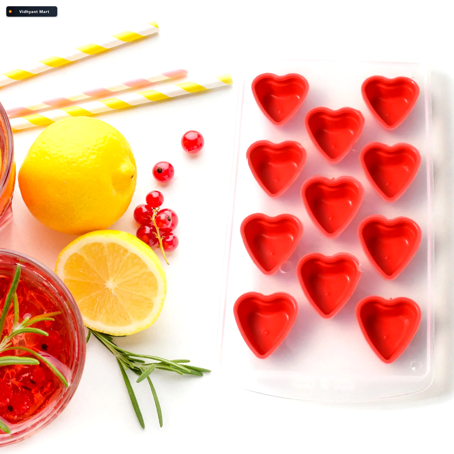Vidhyant Mart Silicone Heart Shapes Ice Cube Tray 2