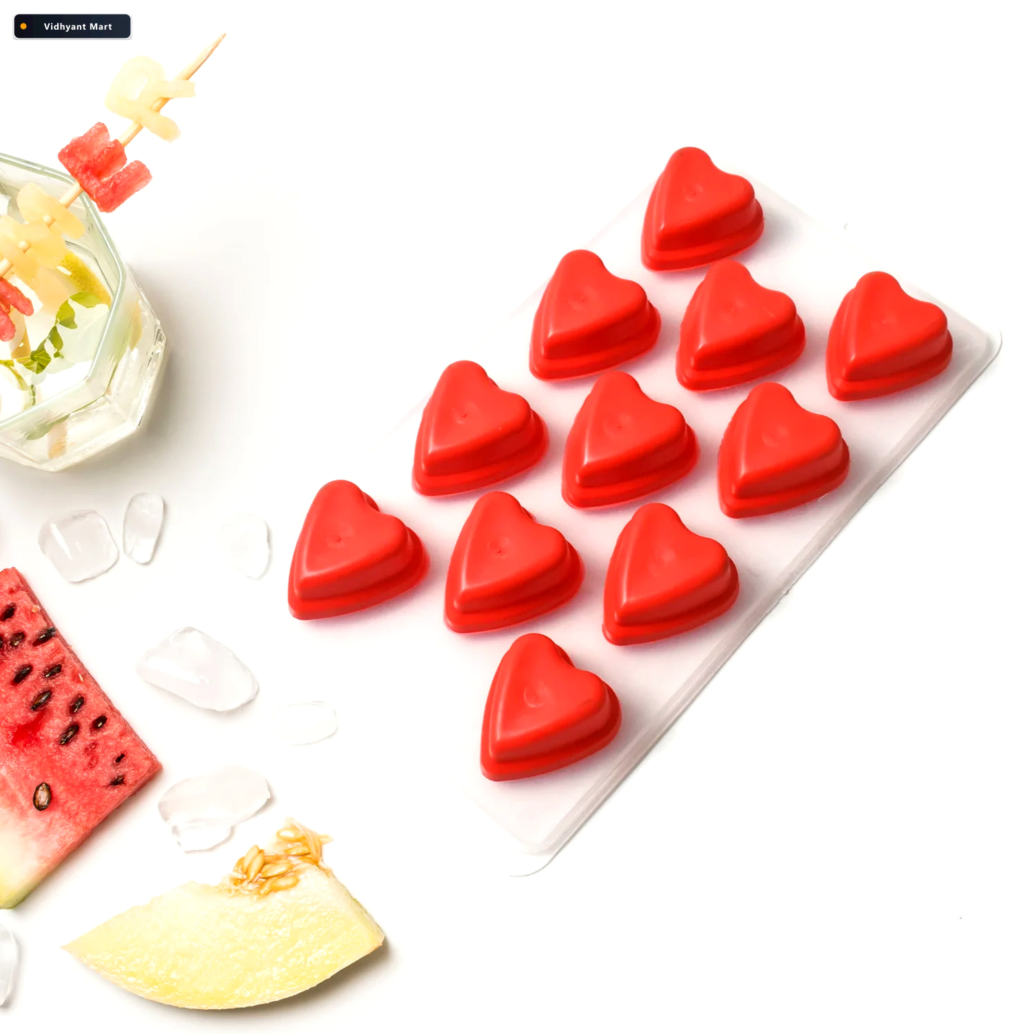 Vidhyant Mart Silicone Heart Shapes Ice Cube Tray 4