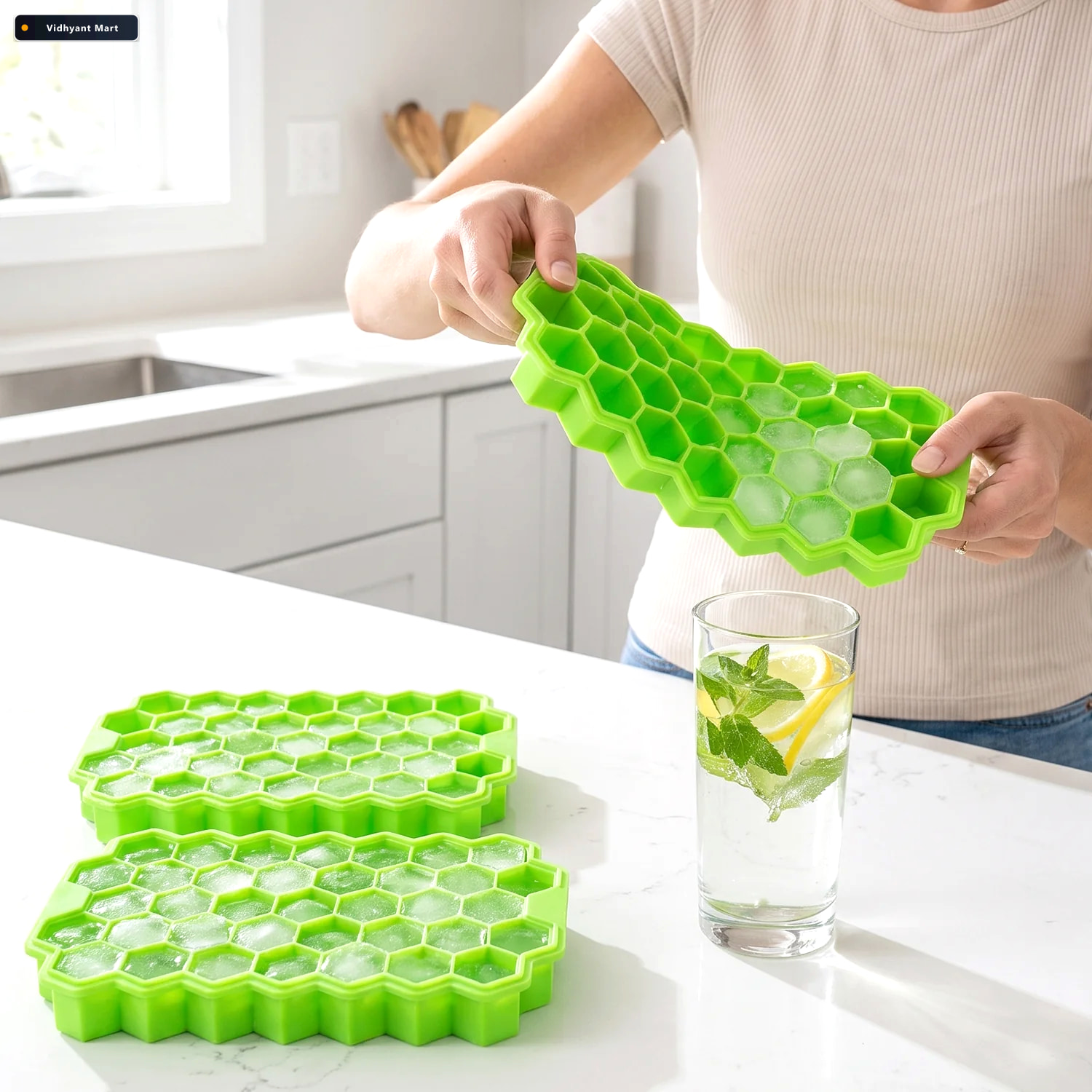 Vidhyant Mart Silicone Honeycomb Ice Cube Tray 37 Cavity Flexibl 2